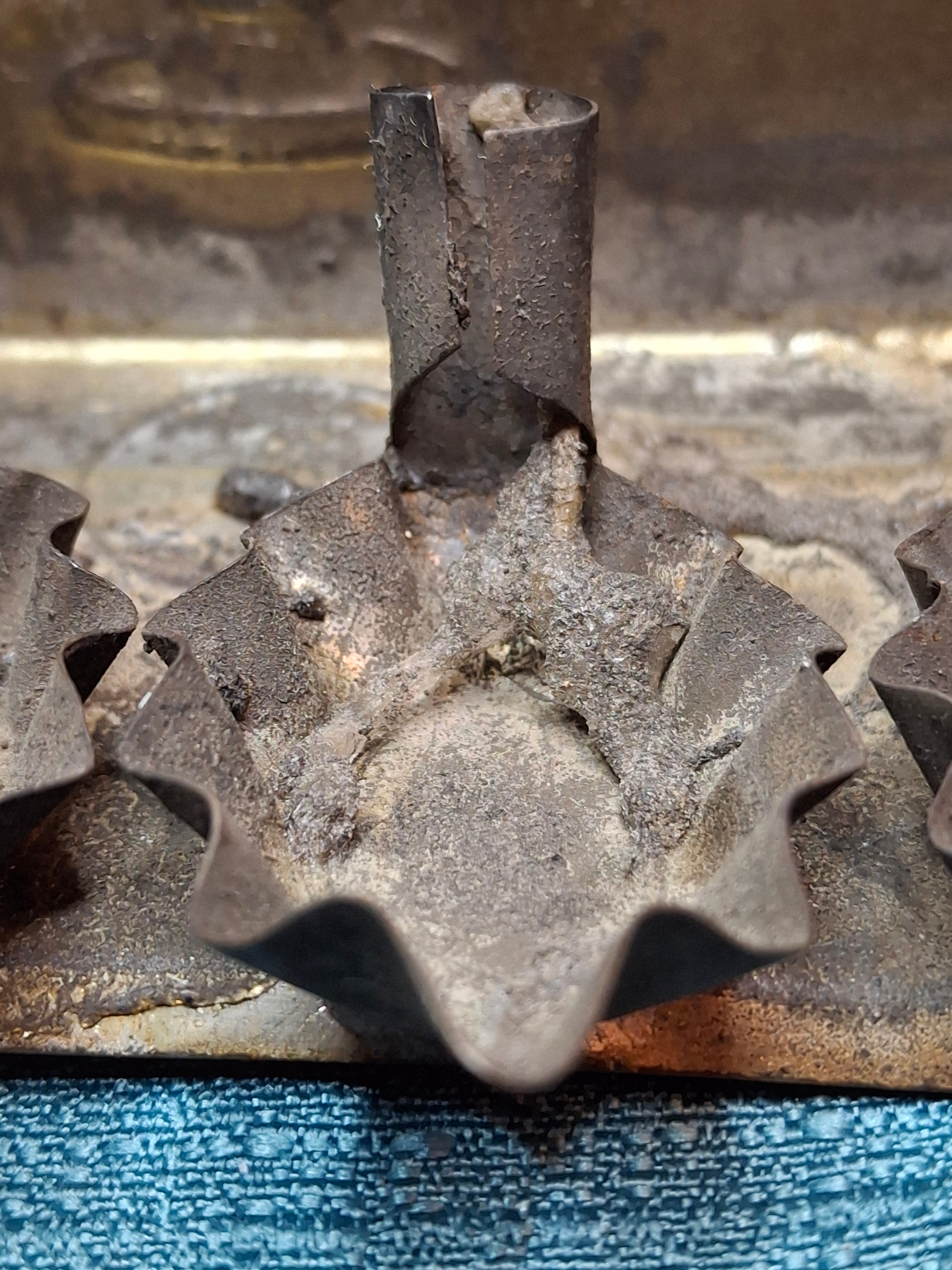 Extremely Rare Important Antique 1909 Patented Brass-Plated Tin Hanukkah Menorah Chanukiah - US Patent 930,592 by Tobias Cohn - Smithsonian-Matched Judaica