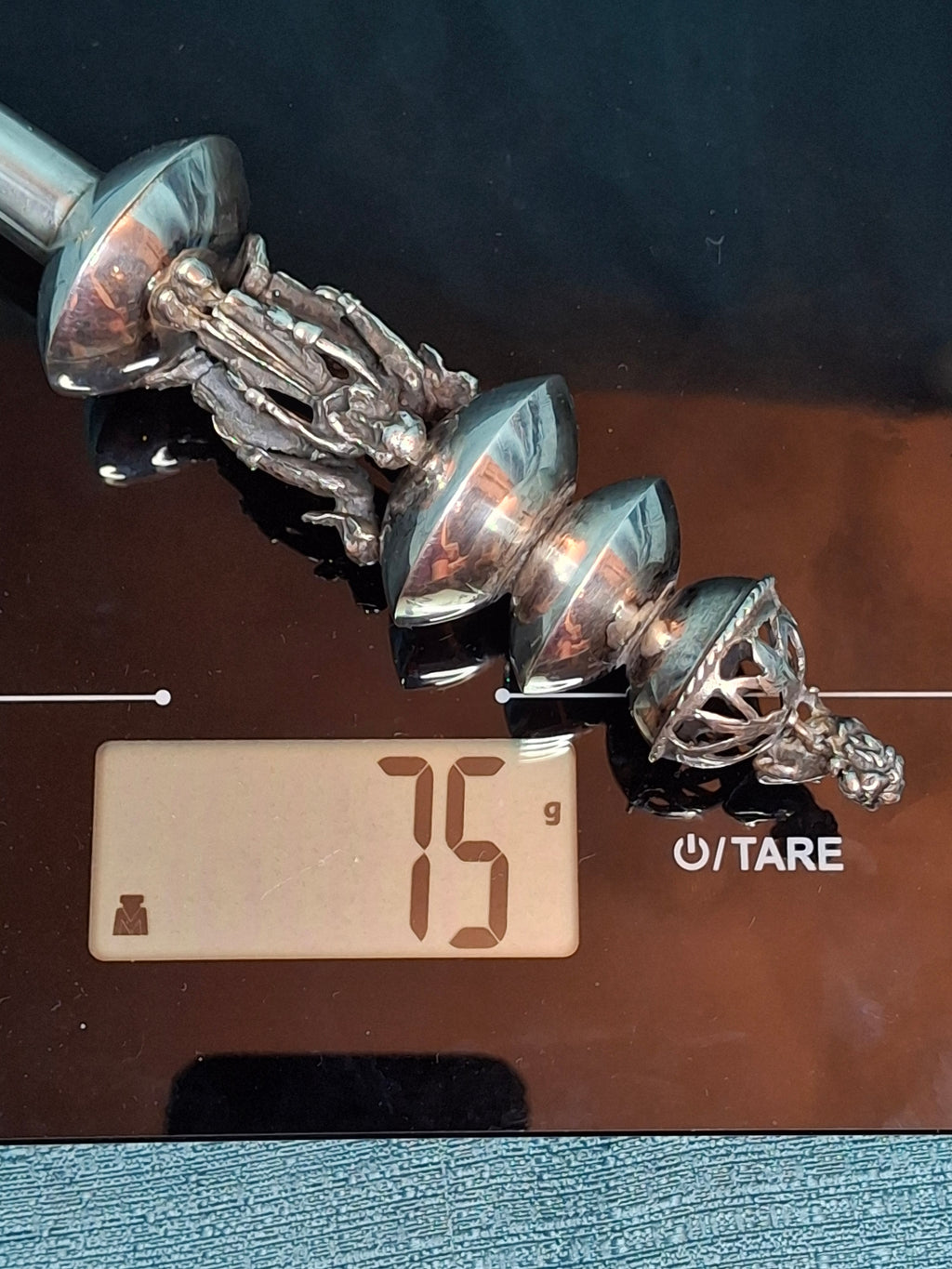 Antique Russian Silver Torah Pointer Yad with Lion Finial and Grapevine Motif, Moscow 1878