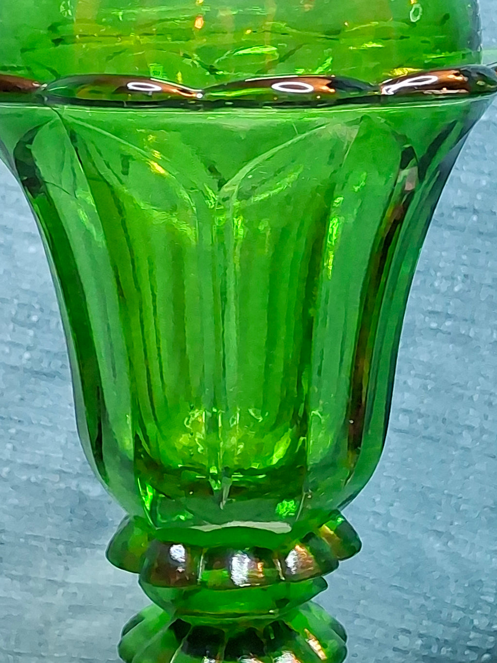 Rare Matching Pair Antique Emerald Green Pressed Glass Stand Oil Lamp Milk Glass EAPG
