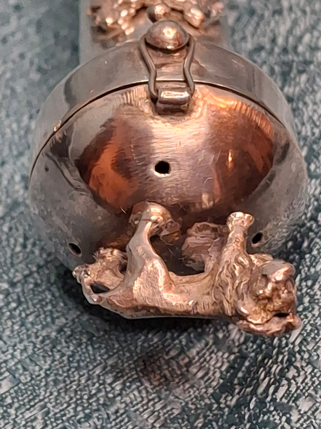 Museum Quality Antique Russian 84 Silver Judaica Torah Pointer Yad with Besamim Spice Holder, Lion Finial, Star of David, Ten Commandments, Red Stone, 1.9 oz, c. 1890