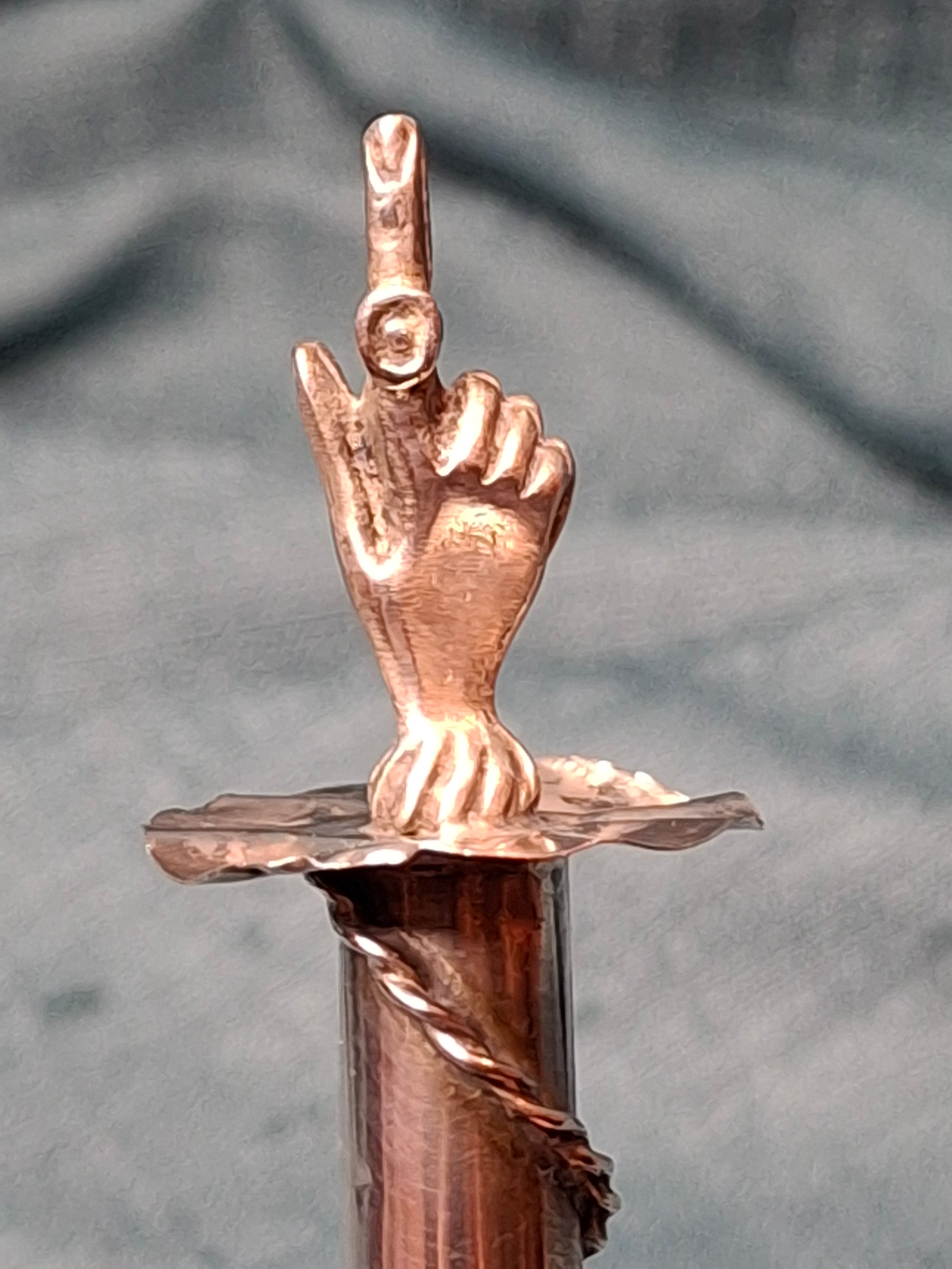 Museum Quality Antique Russian 84 Silver Judaica Torah Pointer Yad with Besamim Spice Holder, Lion Finial, Star of David, Ten Commandments, Red Stone, 1.9 oz, c. 1890