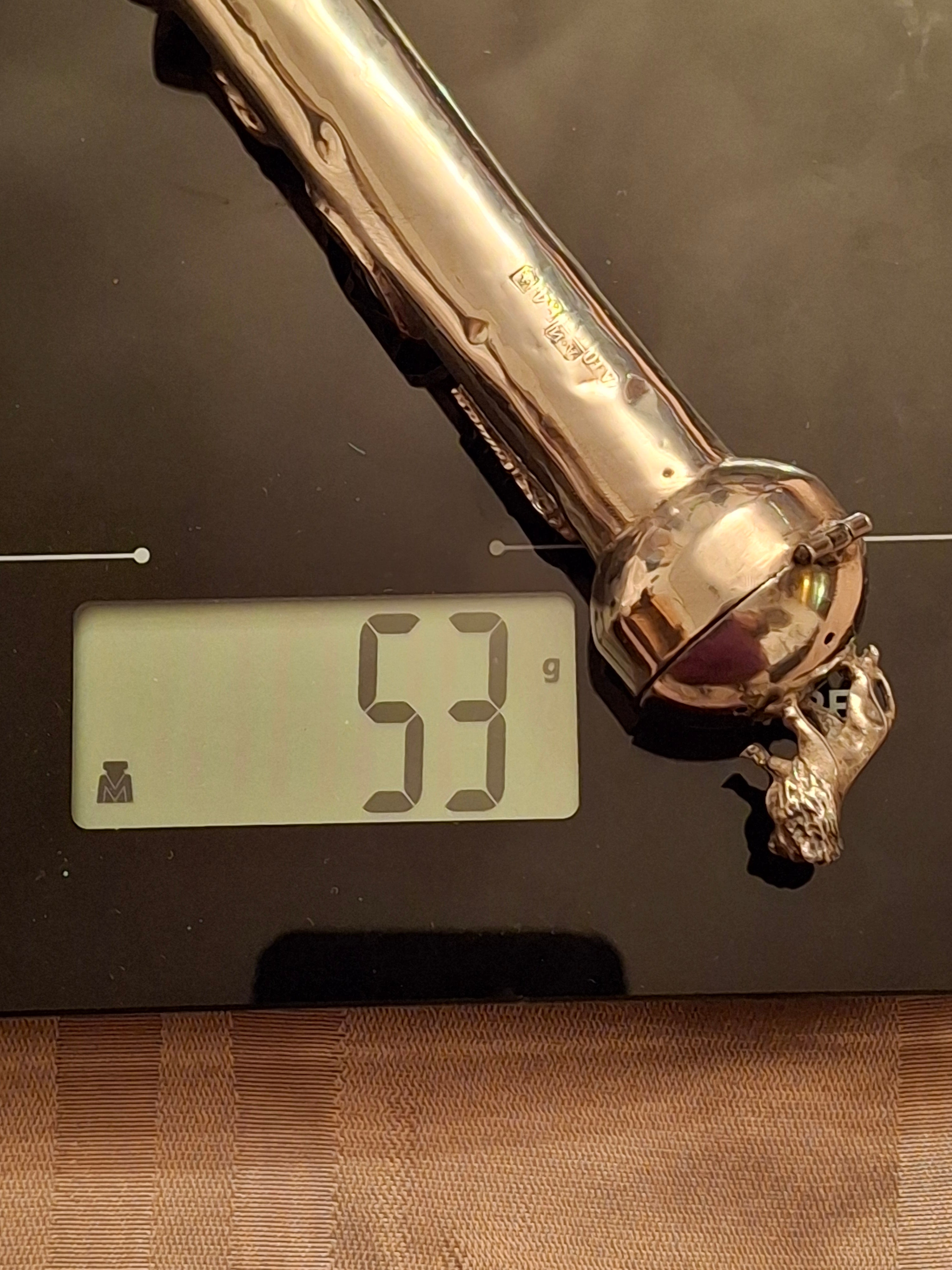 Museum Quality Antique Russian 84 Silver Judaica Torah Pointer Yad with Besamim Spice Holder, Lion Finial, Star of David, Ten Commandments, Red Stone, 1.9 oz, c. 1890