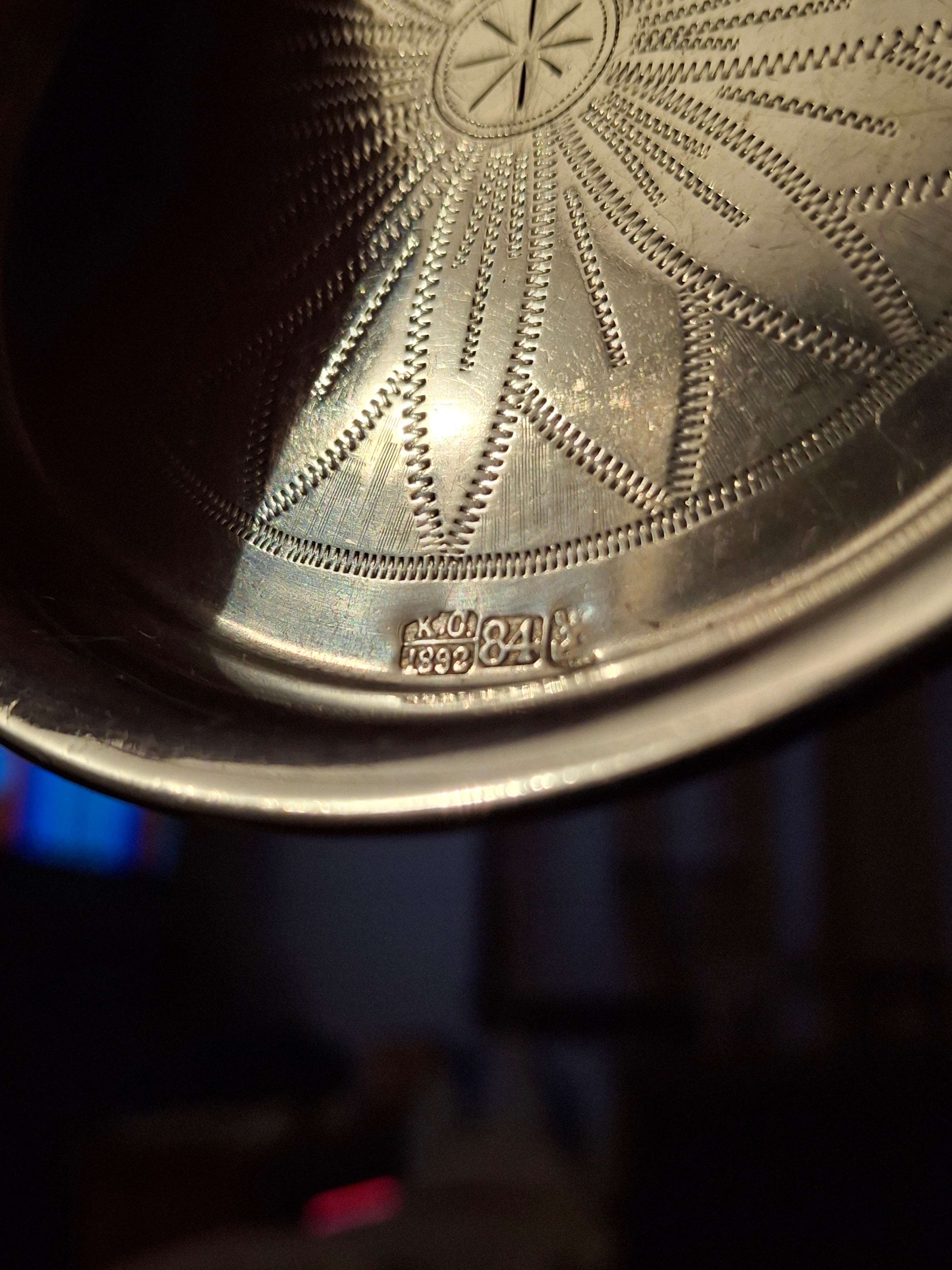 Antique 1892 Imperial Russia Moscow 84 Silver Judaica Kiddush Cup Saucer Hebrew