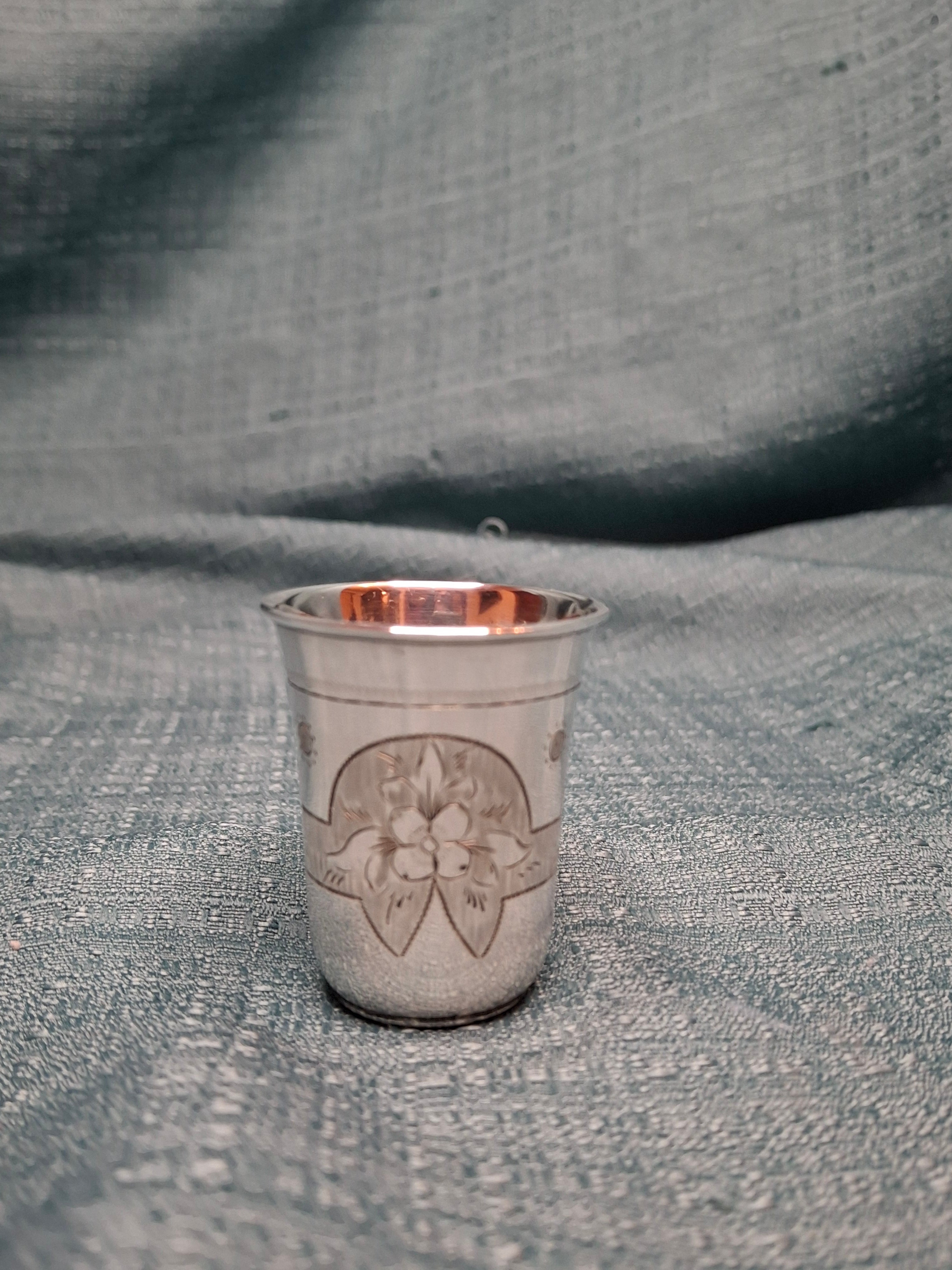 Antique Imperial Russian Silver Kiddush Cup, Moscow 1880, Maker Israel Eseevich Zakhoder, 84 Zolotnik Engraved Judaica Becher