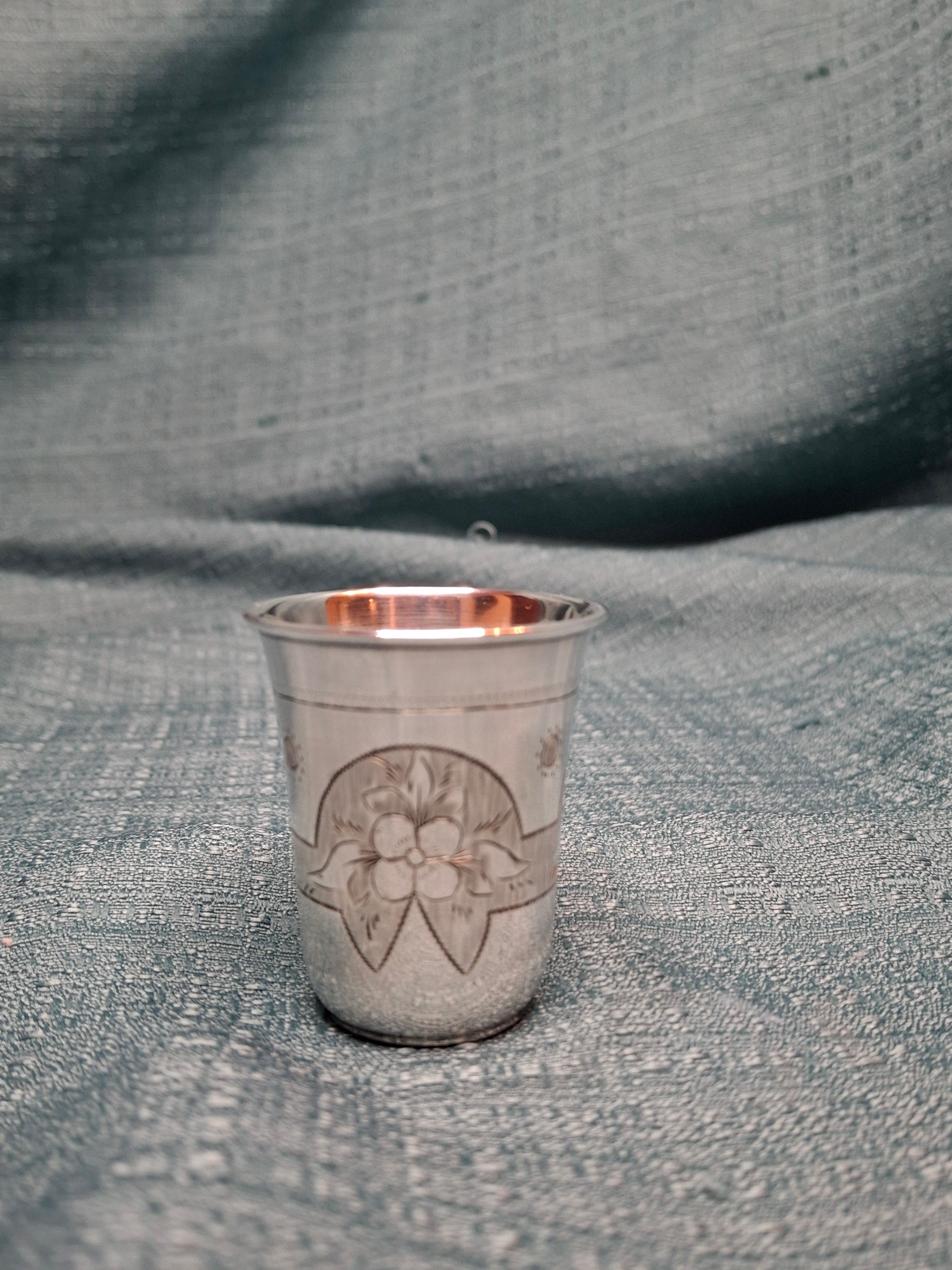 Antique Imperial Russian Silver Kiddush Cup, Moscow 1880, Maker Israel Eseevich Zakhoder, 84 Zolotnik Engraved Judaica Becher