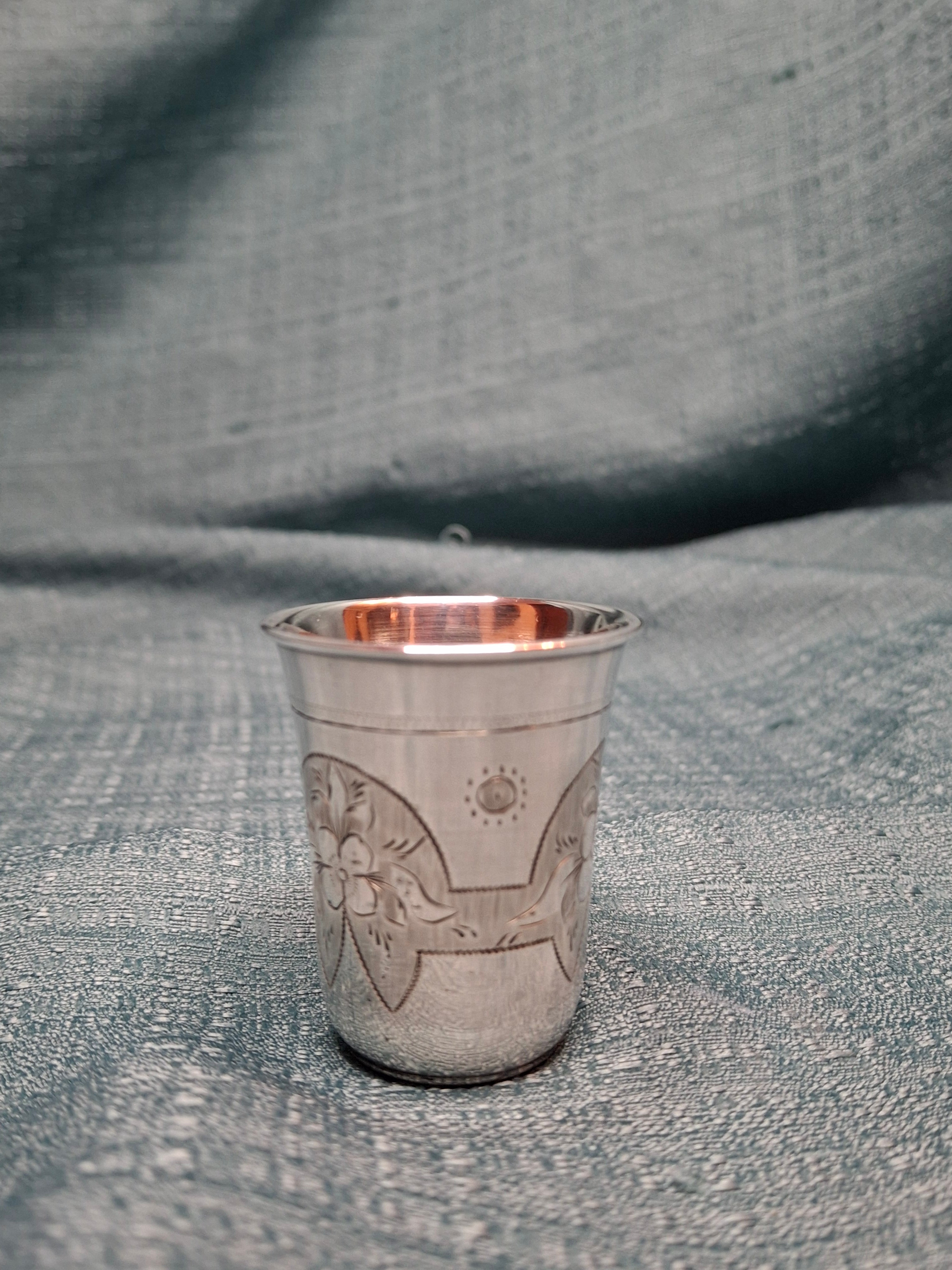 Antique Imperial Russian Silver Kiddush Cup, Moscow 1880, Maker Israel Eseevich Zakhoder, 84 Zolotnik Engraved Judaica Becher