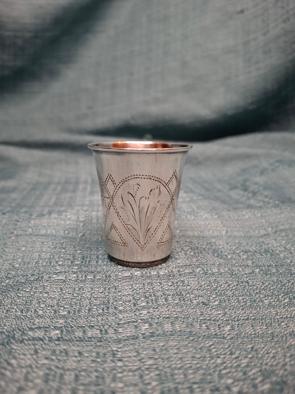 Russian 84 Zolotnik Silver Kiddush Cup - Engraved Judaica w/ Kokoshnik Hallmark