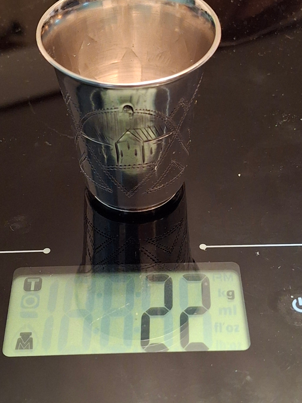 Russian 84 Zolotnik Silver Kiddush Cup - Engraved Judaica w/ Kokoshnik Hallmark