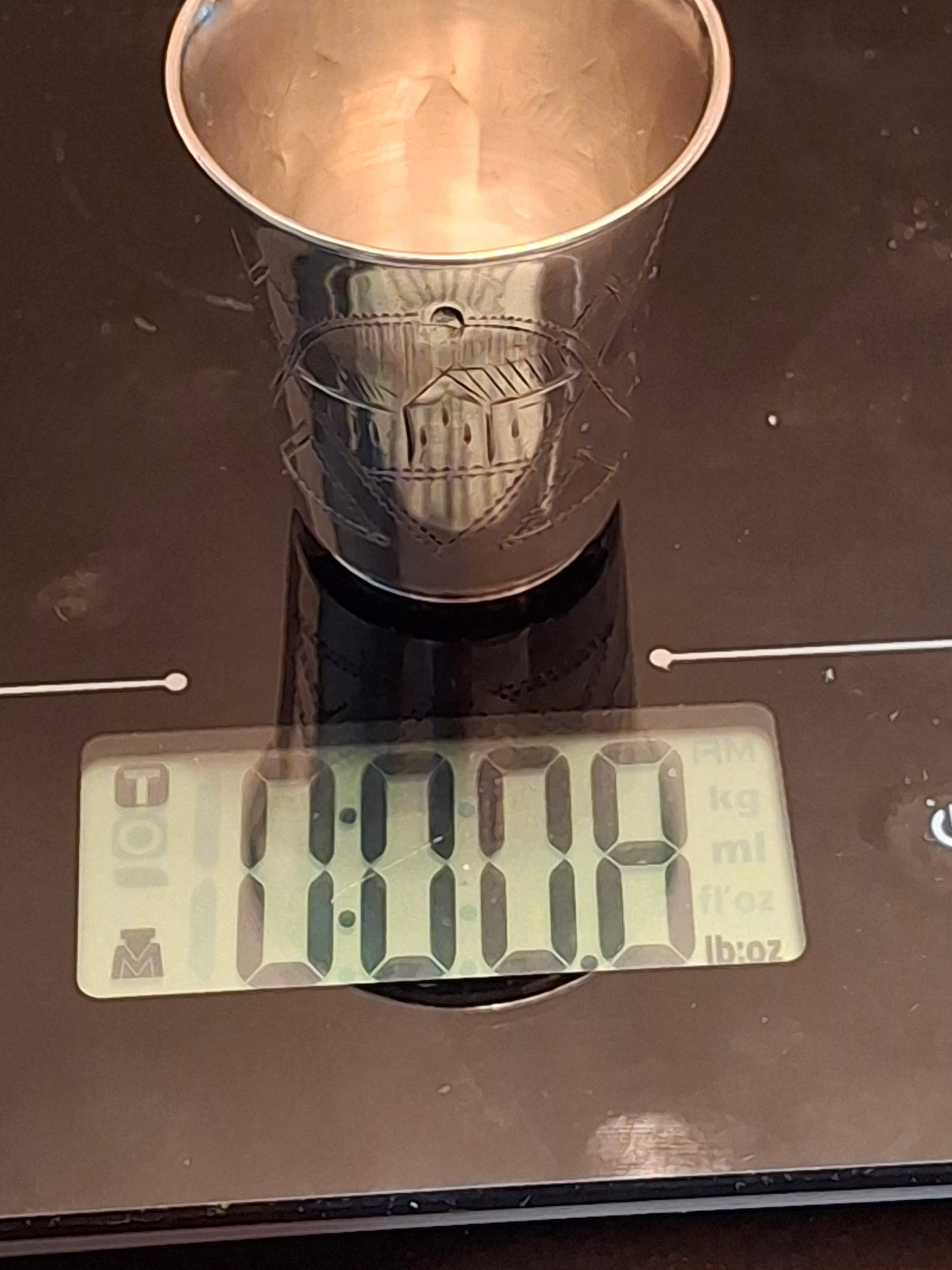 Russian 84 Zolotnik Silver Kiddush Cup - Engraved Judaica w/ Kokoshnik Hallmark