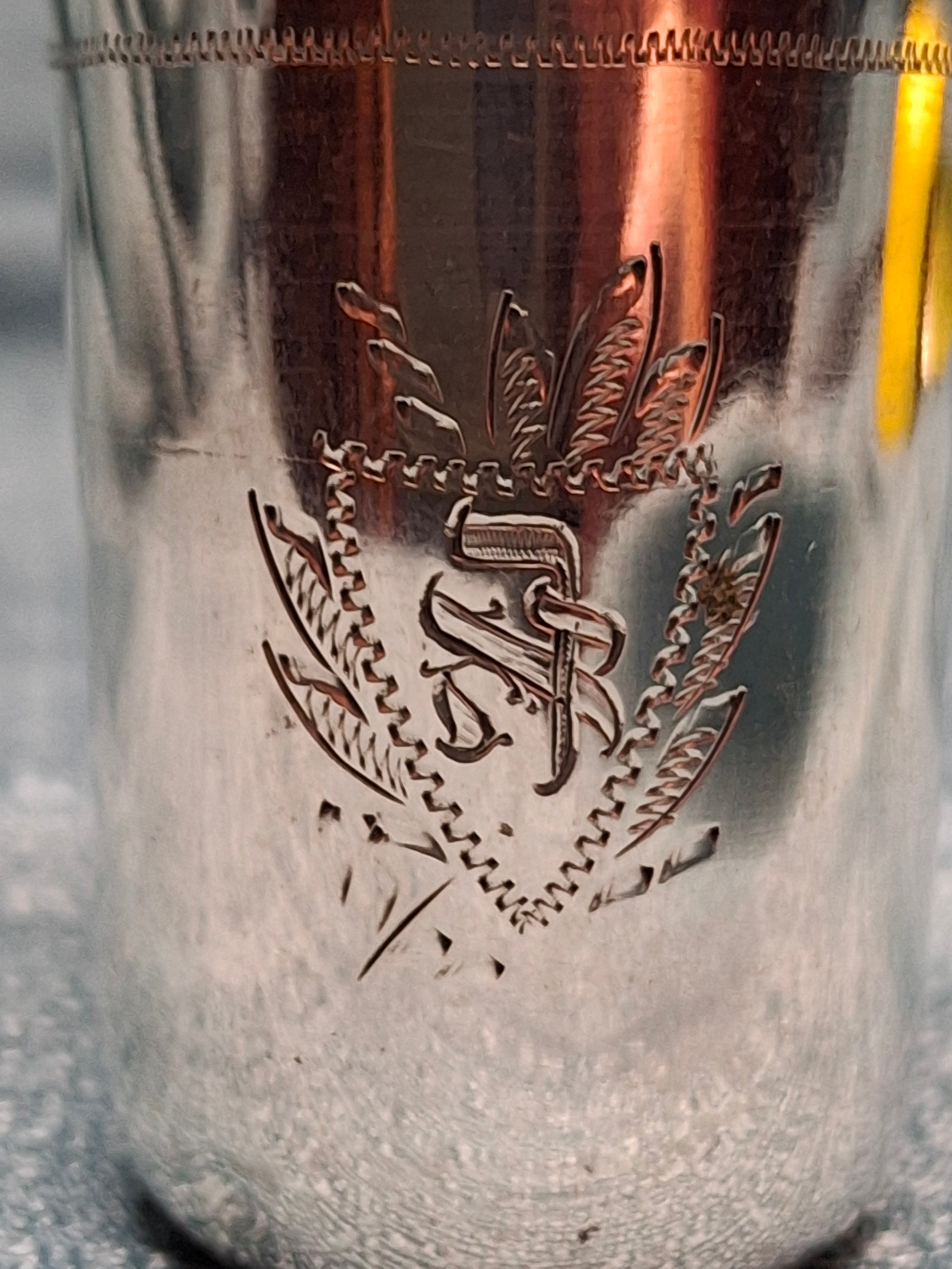 Antique Polish 800 Silver Kiddush Cup with Hebrew Monogram, Warsaw, c. 1931-1963