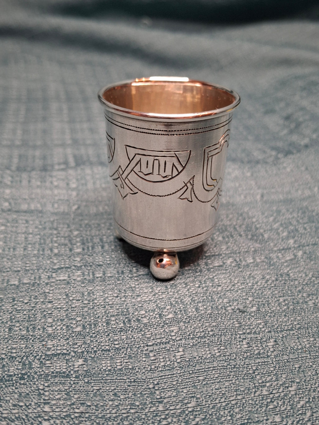 Antique Russian 84 Zolotnik Silver Kiddush Cup Moscow 1888 Engraved Masonic 29 g