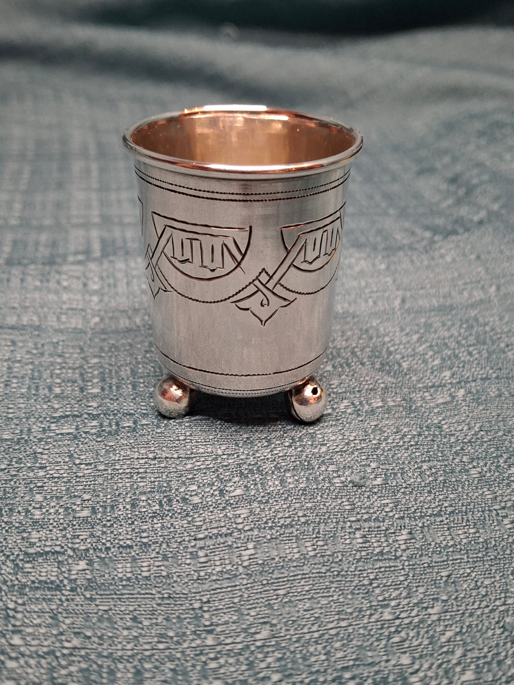 Antique Russian 84 Zolotnik Silver Kiddush Cup Moscow 1888 Engraved Masonic 29 g