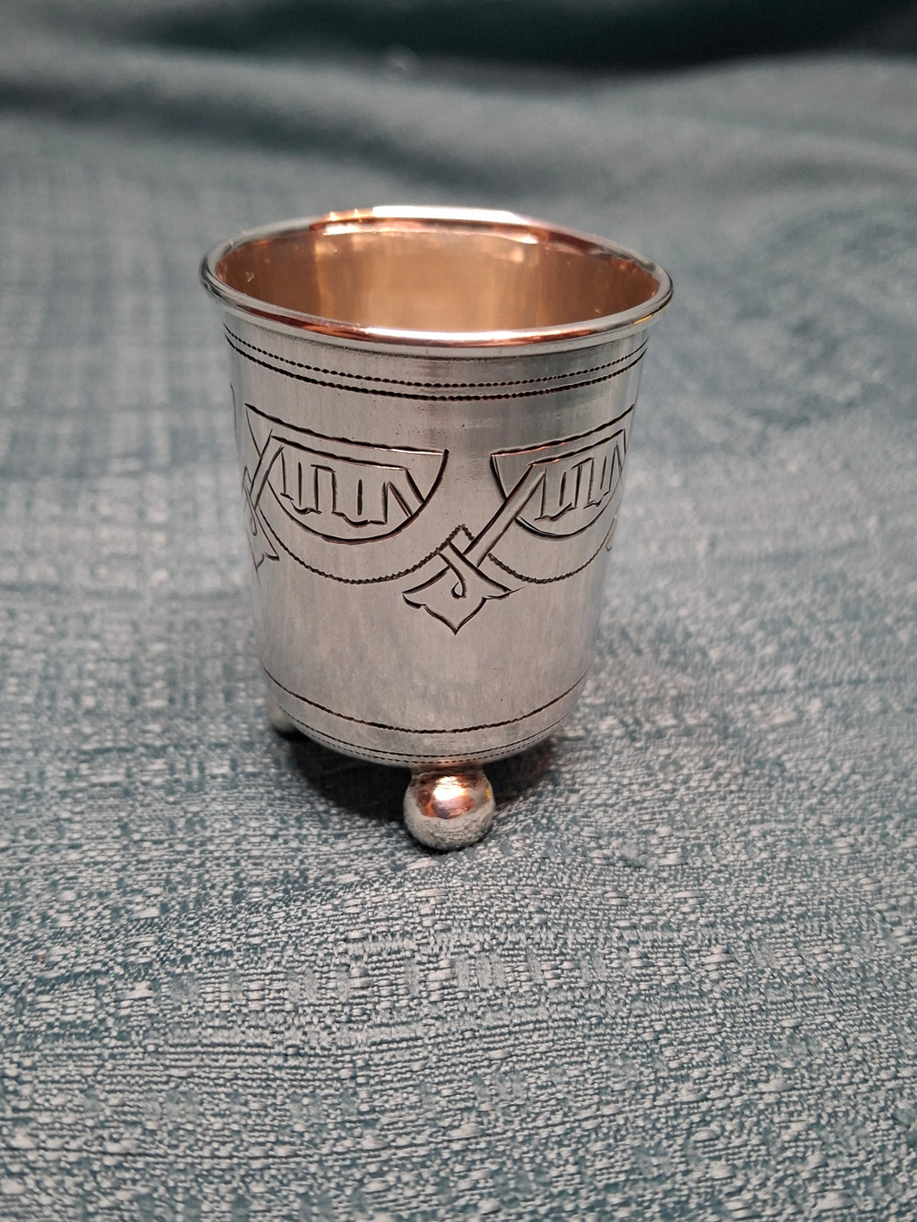 Antique Russian 84 Zolotnik Silver Kiddush Cup Moscow 1888 Engraved Masonic 29 g