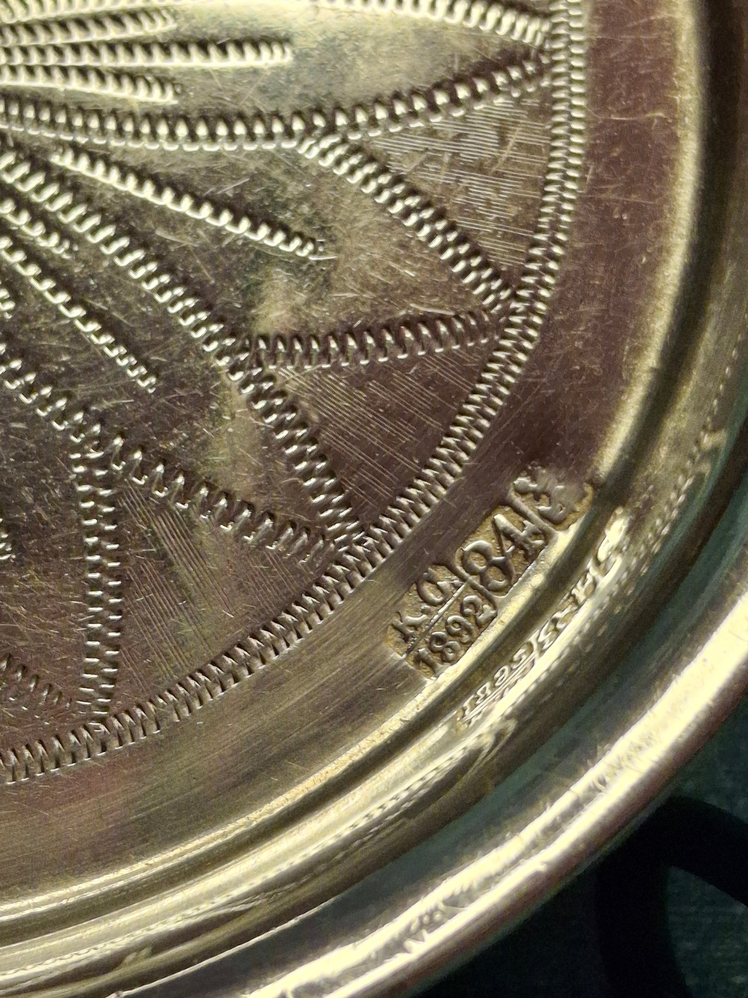 Antique 1892 Imperial Russia Moscow 84 Silver Judaica Kiddush Cup Saucer Hebrew