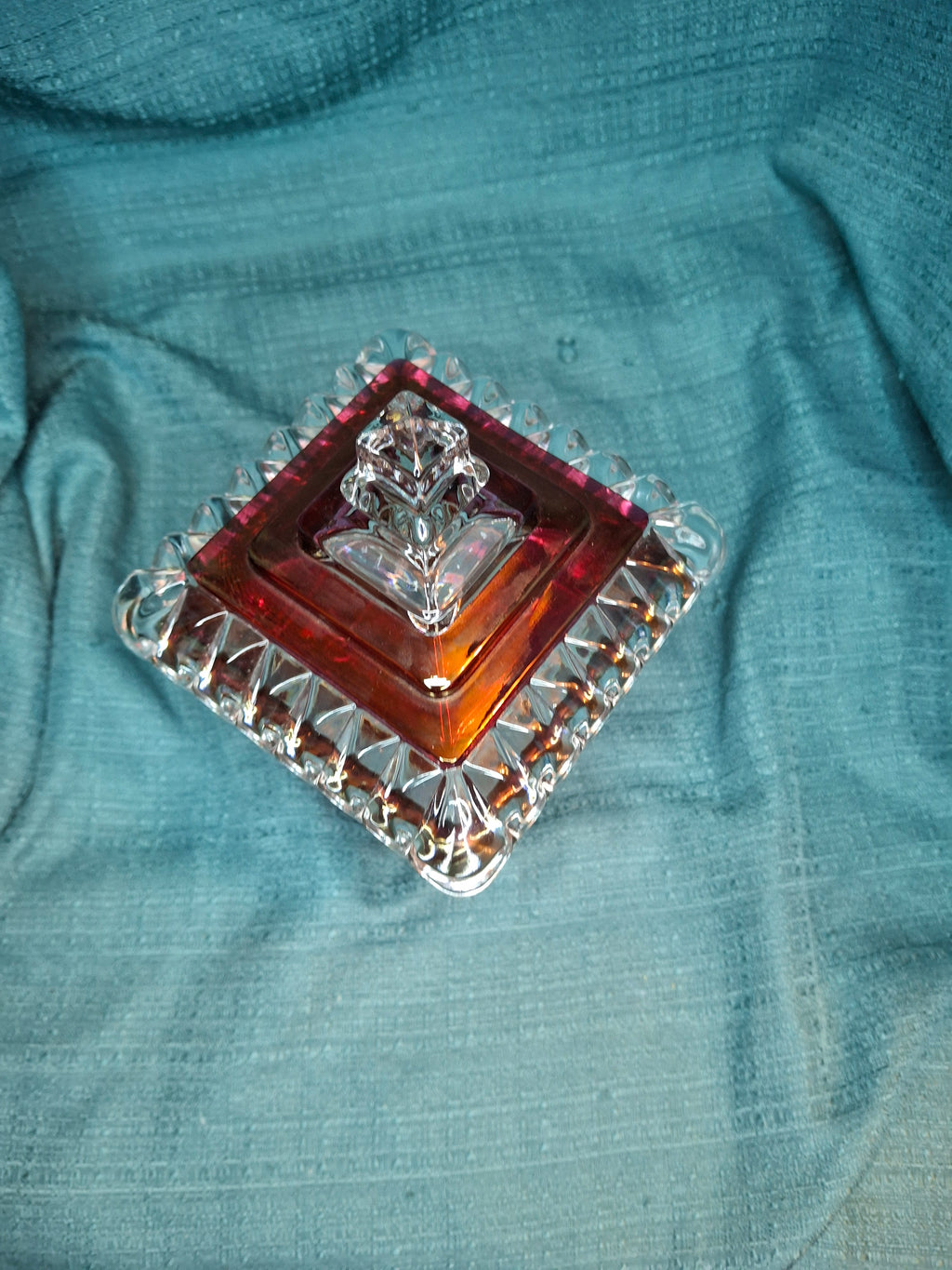 Vintage Westmoreland Glass Ruby Flash Wedding Bride's Box Set Compote Candlesticks