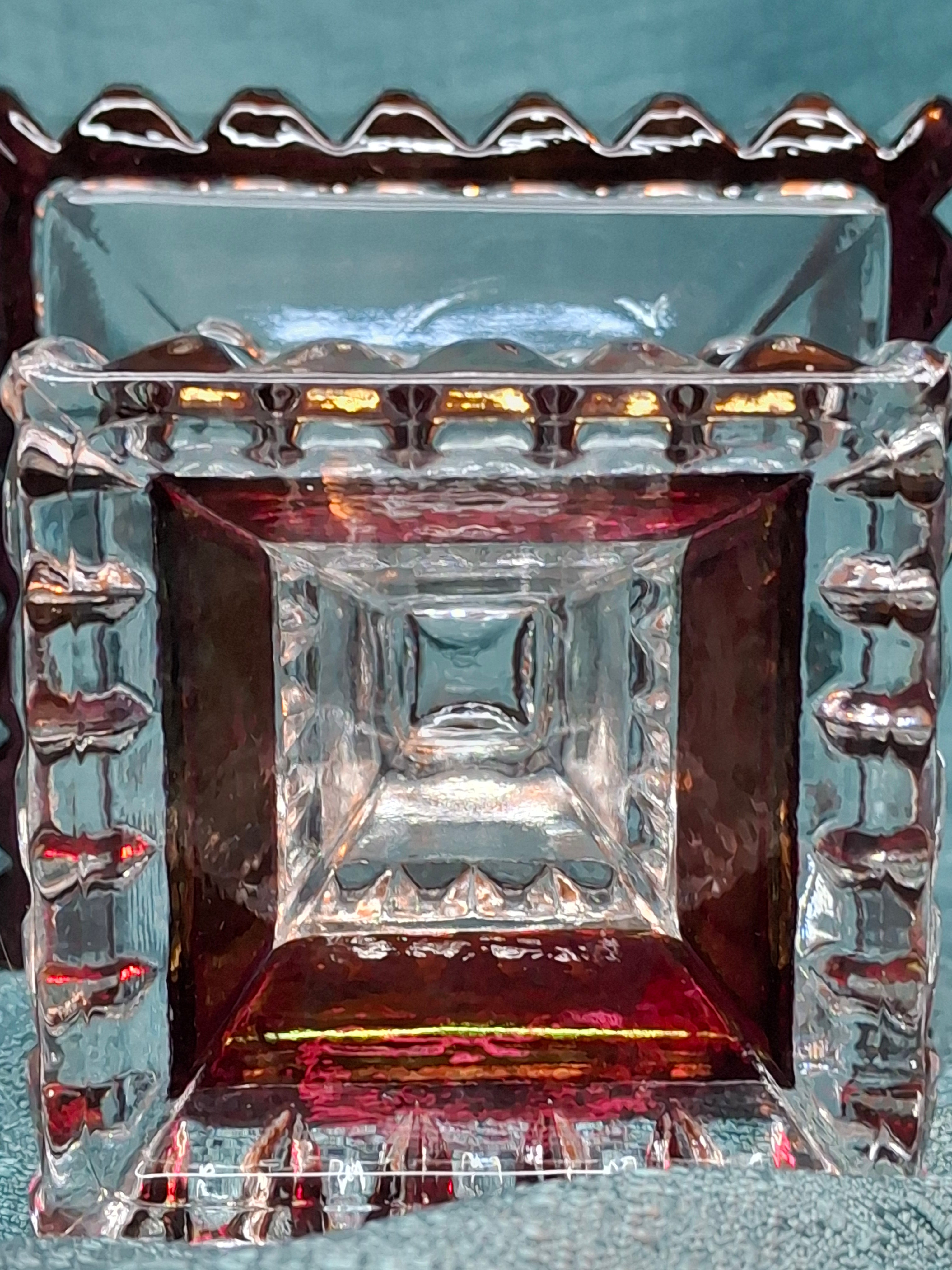Vintage Westmoreland Glass Ruby Flash Wedding Bride's Box Set Compote Candlesticks
