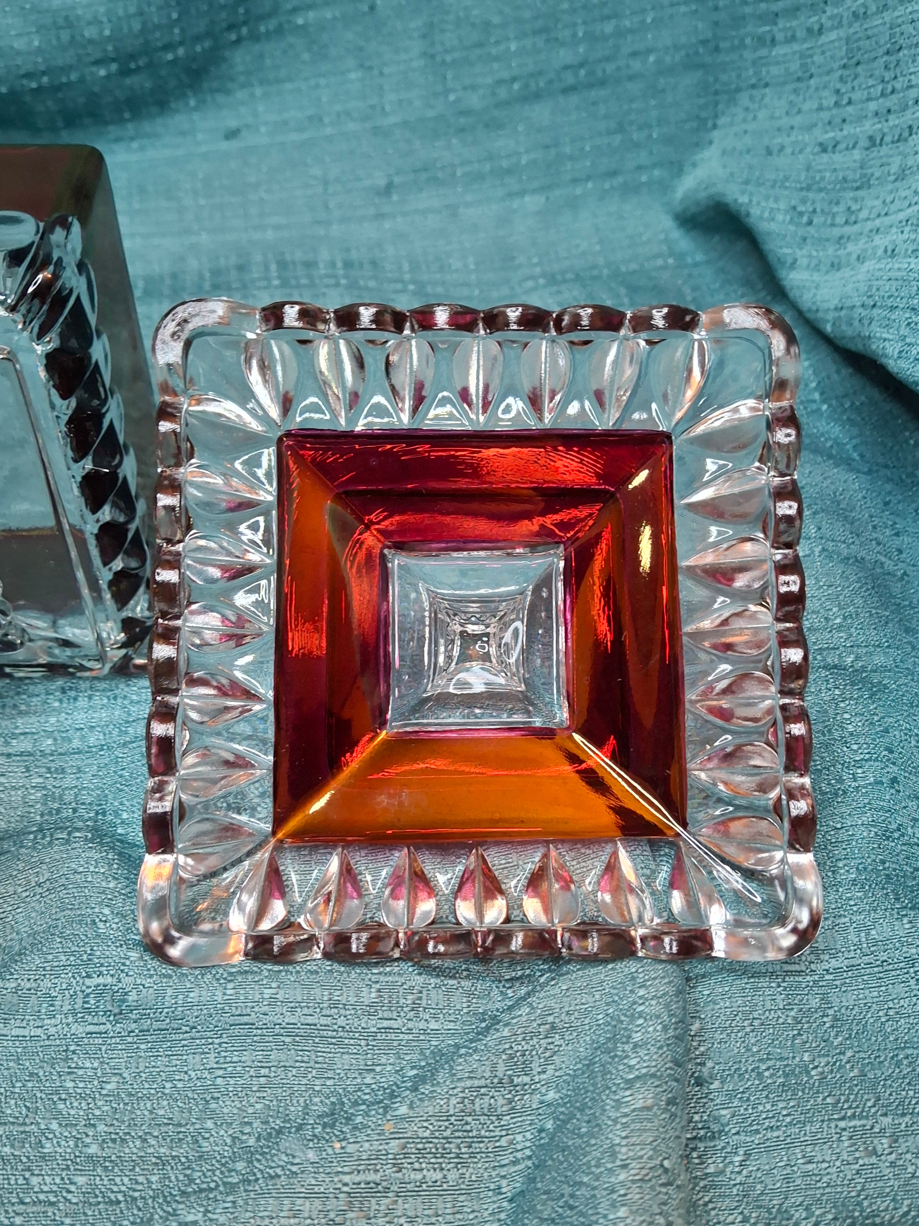Vintage Westmoreland Glass Ruby Flash Wedding Bride's Box Set Compote Candlesticks