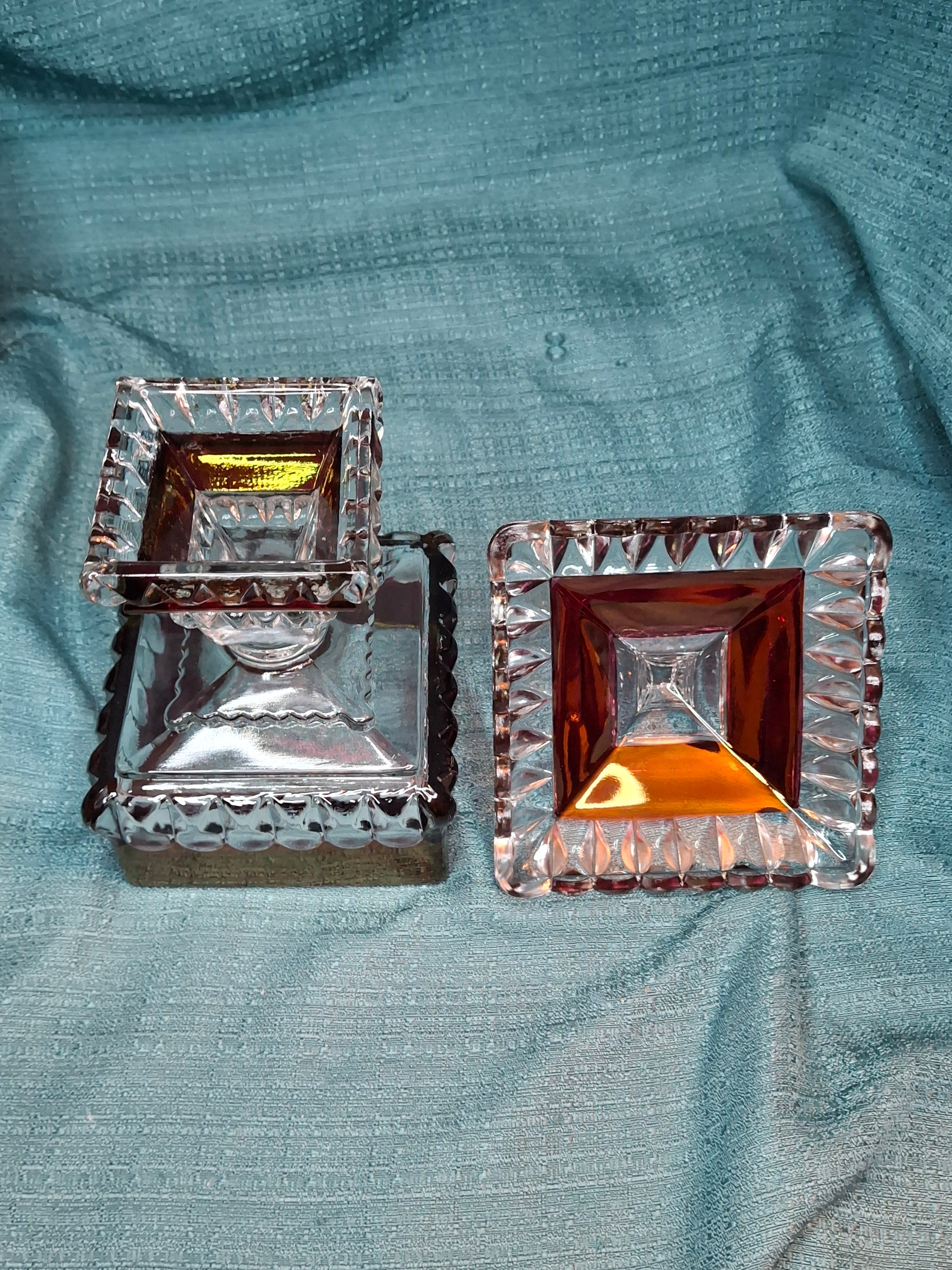Vintage Westmoreland Glass Ruby Flash Wedding Bride's Box Set Compote Candlesticks