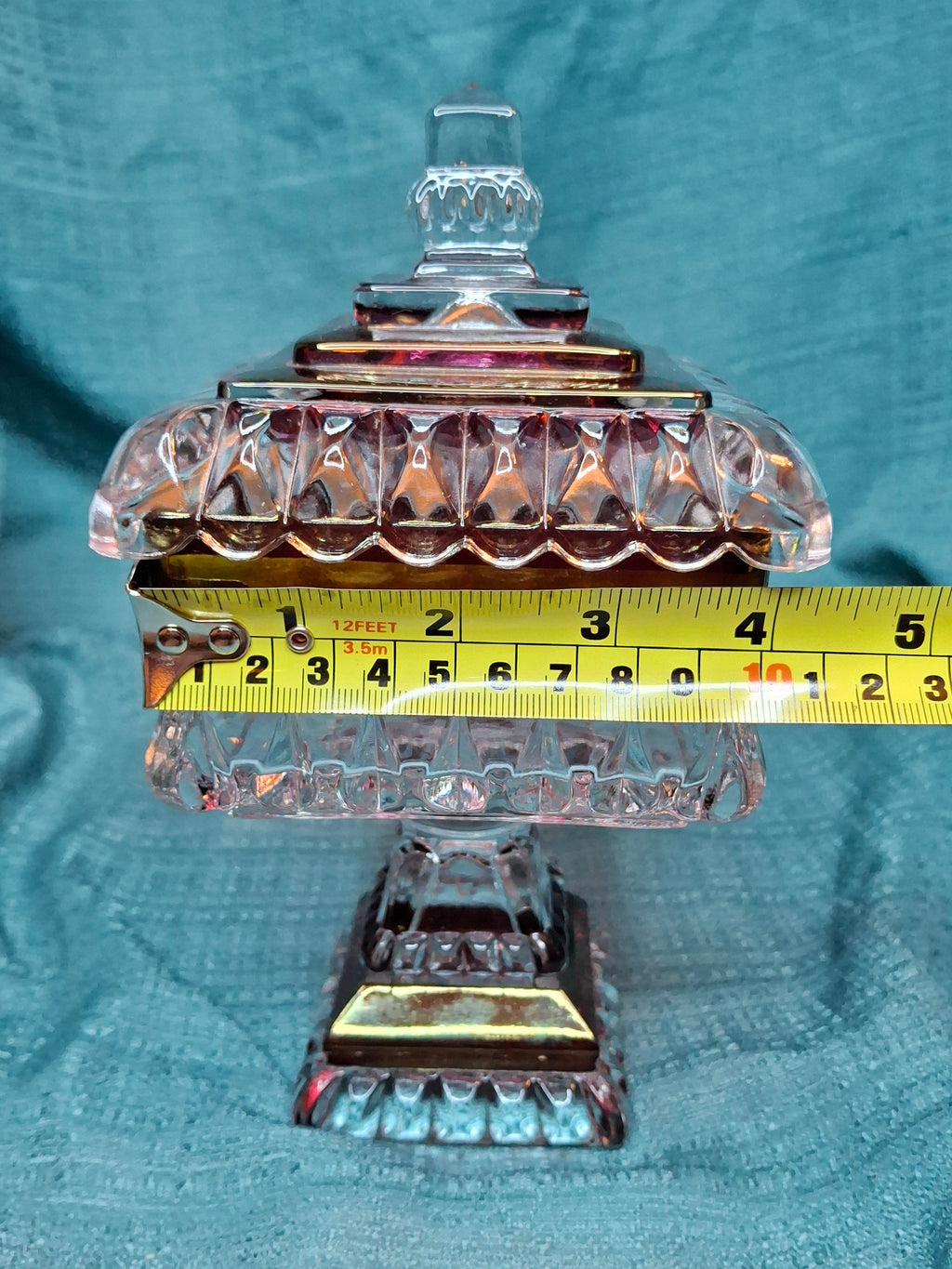 Vintage Westmoreland Glass Ruby Flash Wedding Bride's Box Set Compote Candlesticks