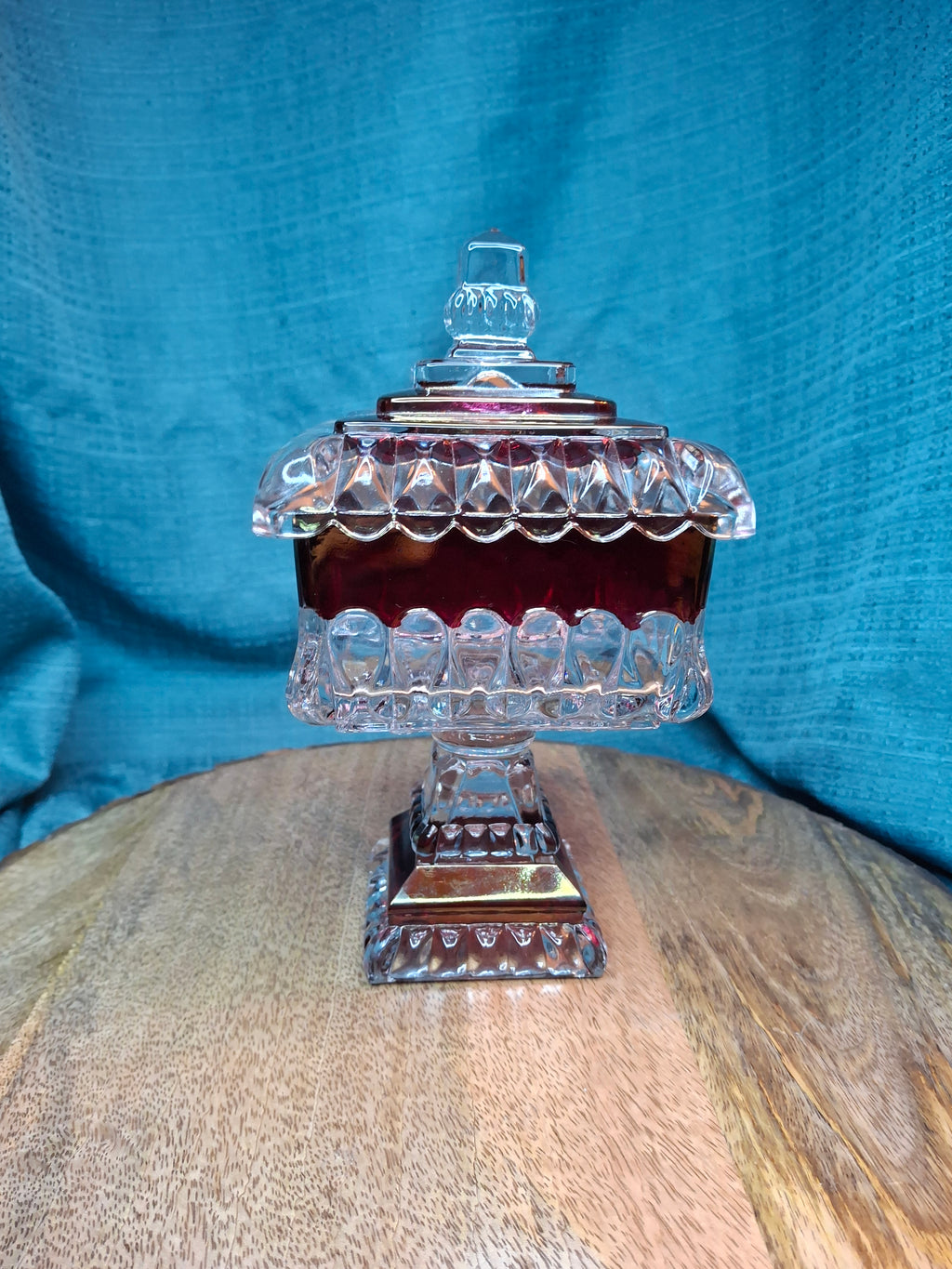 Vintage Westmoreland Glass Ruby Flash Wedding Bride's Box Set Compote Candlesticks