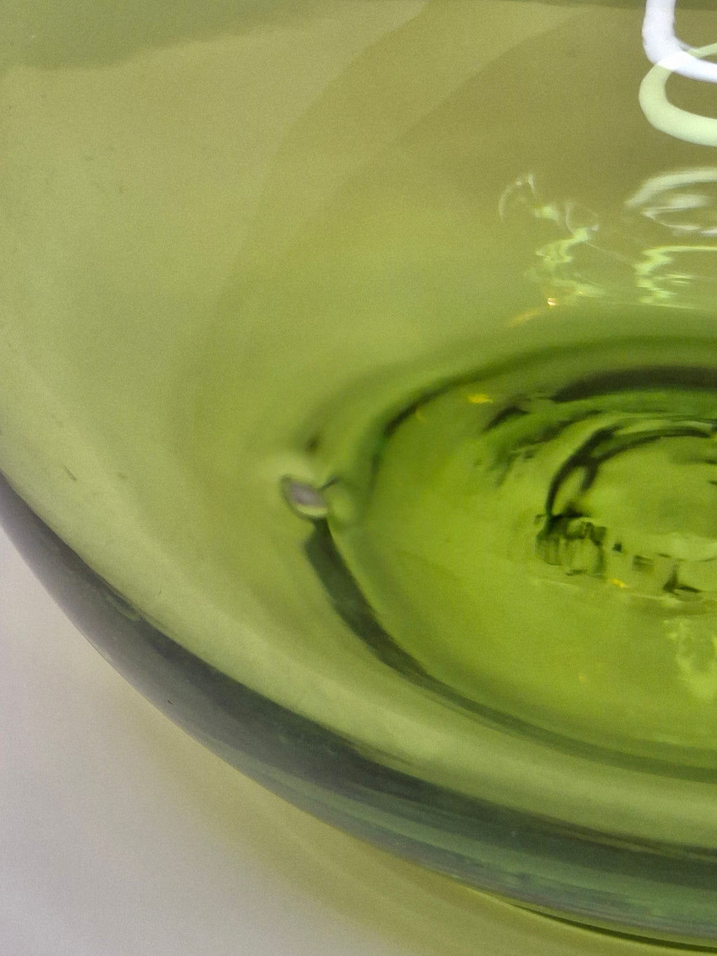 Vintage 1970s Empoli Italian Olive Green Hand-Blown Glass Ewer Pitcher w/ Pontil