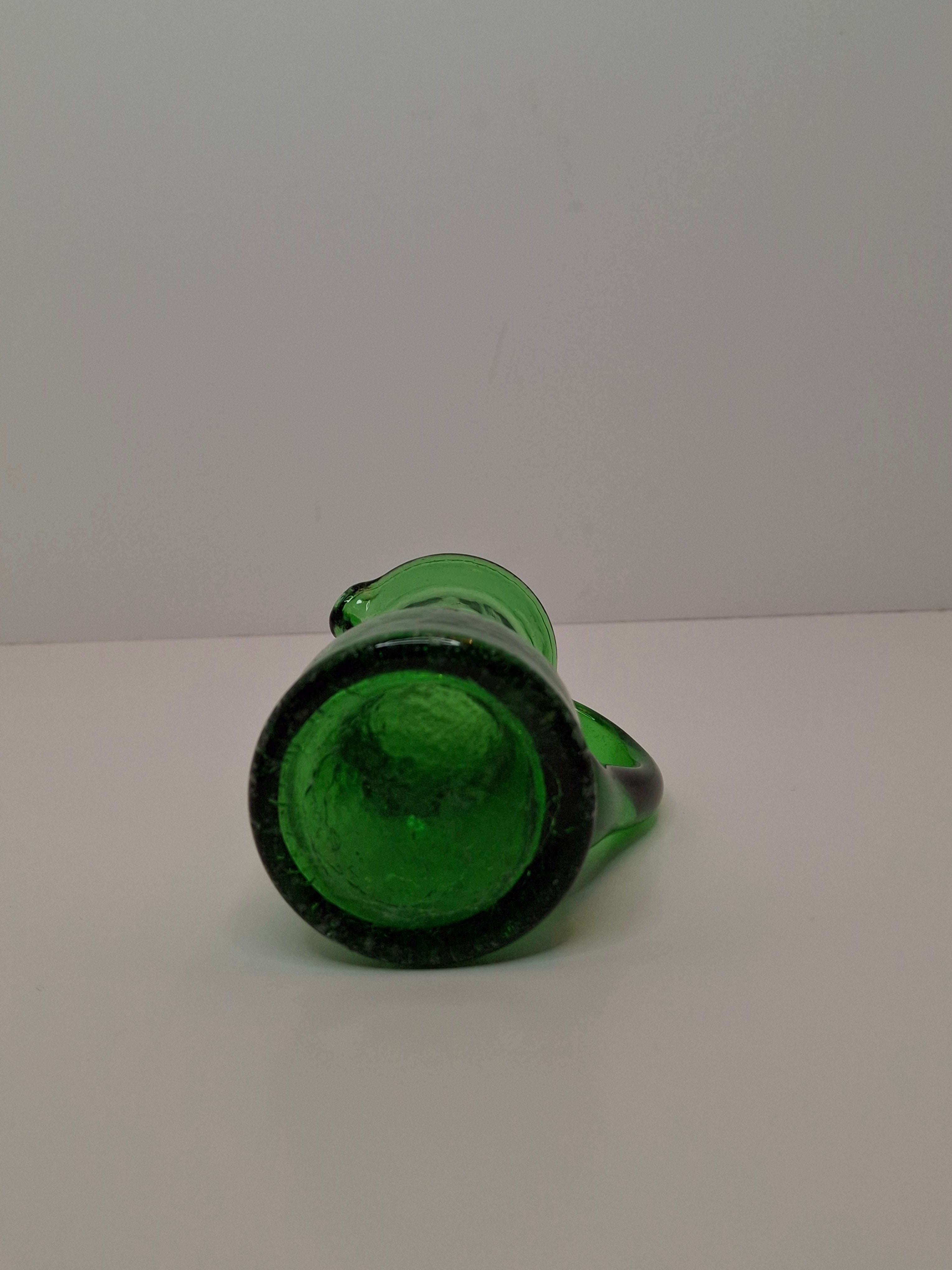 Vintage Lot of Mini Crackle Glass Pitchers - Cobalt Blue & Emerald Green, Amber