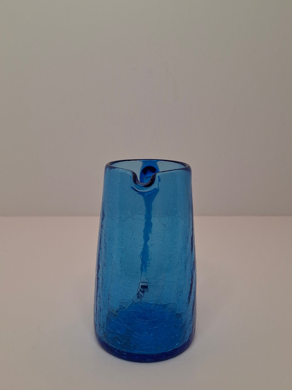 Vintage Lot of Mini Crackle Glass Pitchers - Cobalt Blue & Emerald Green, Amber