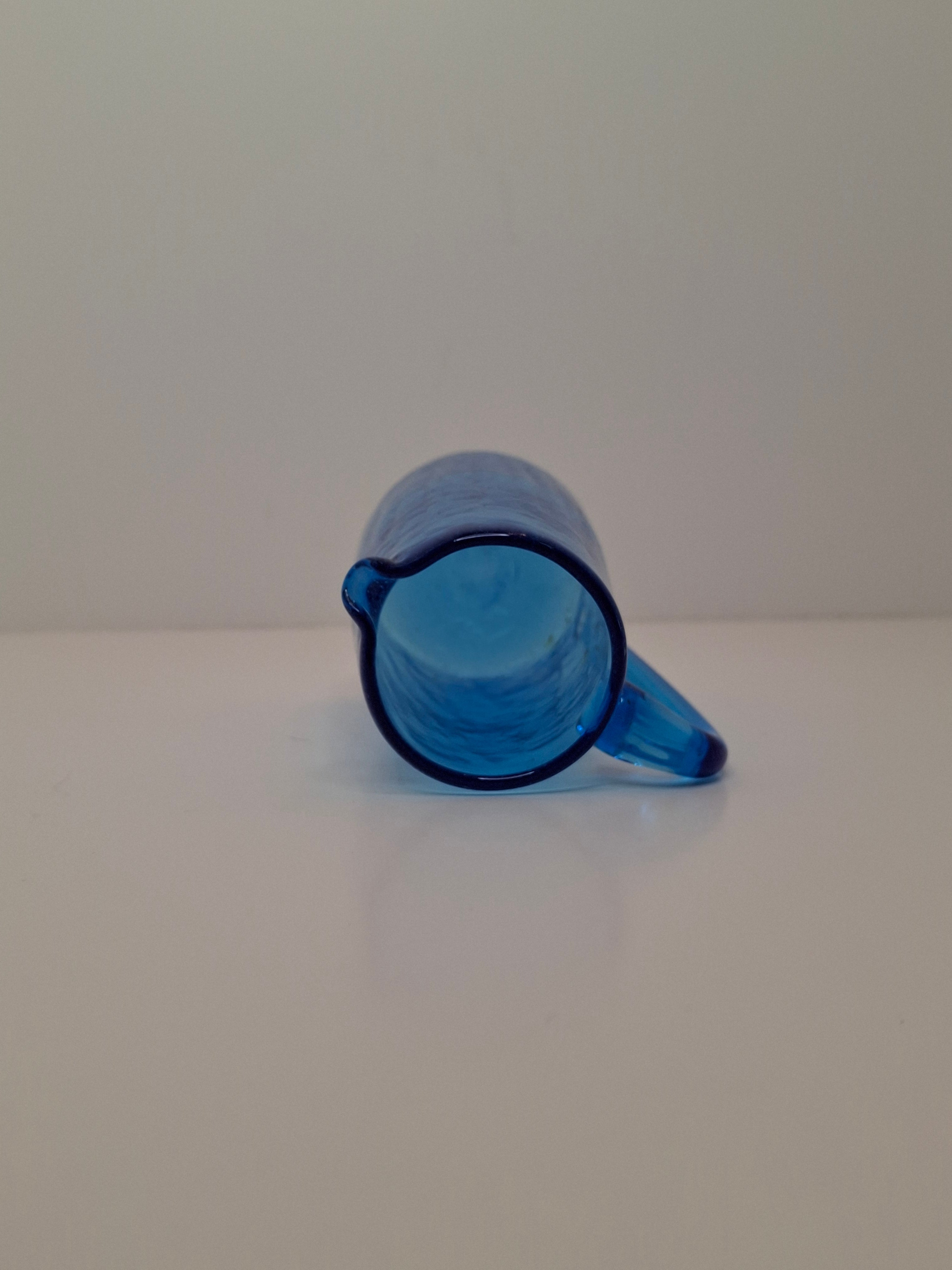 Vintage Lot of Mini Crackle Glass Pitchers - Cobalt Blue & Emerald Green, Amber