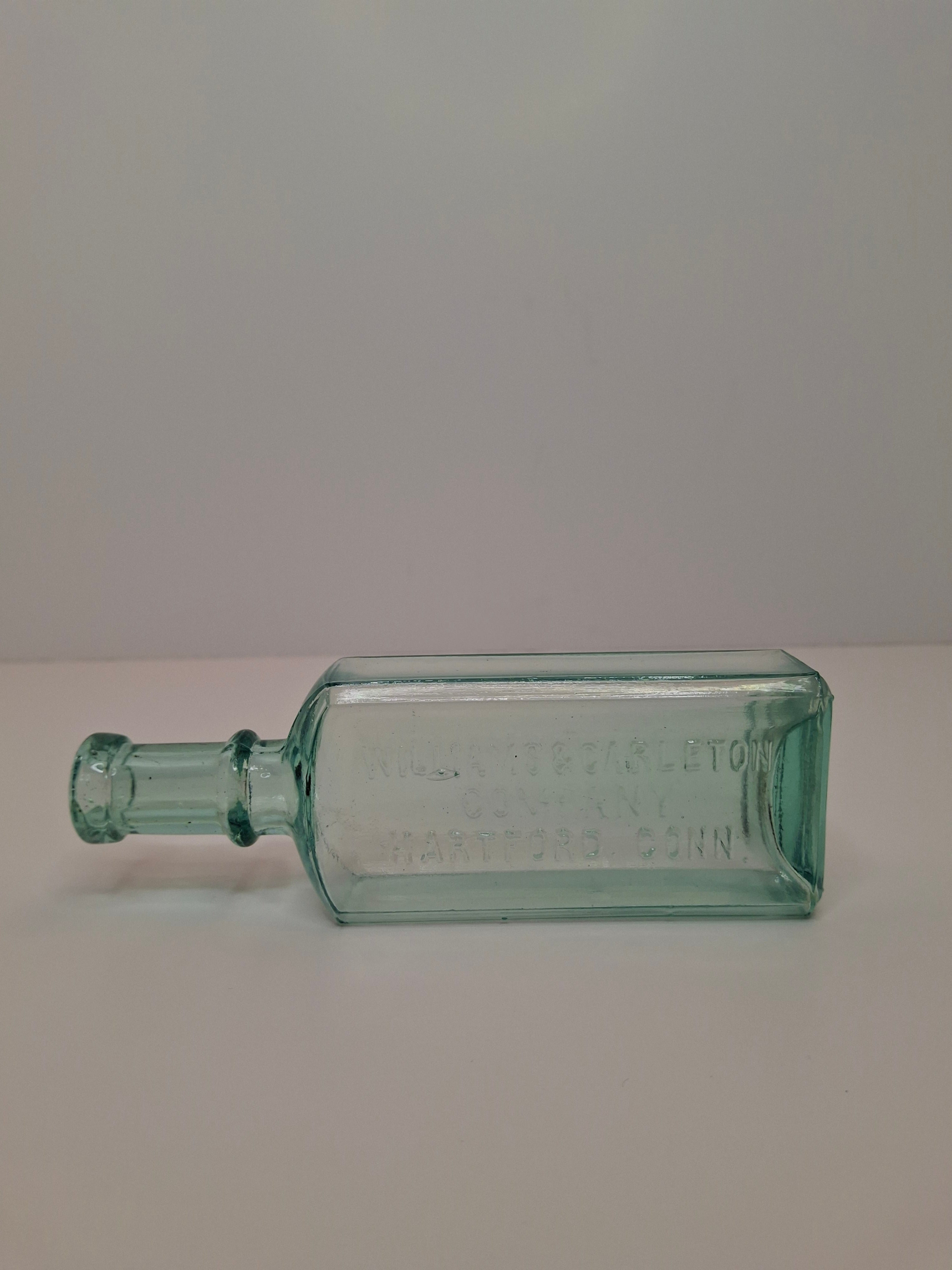 1890s-1900s Williams & Carleton Company Hartford Conn Embossed Druggist Bottle