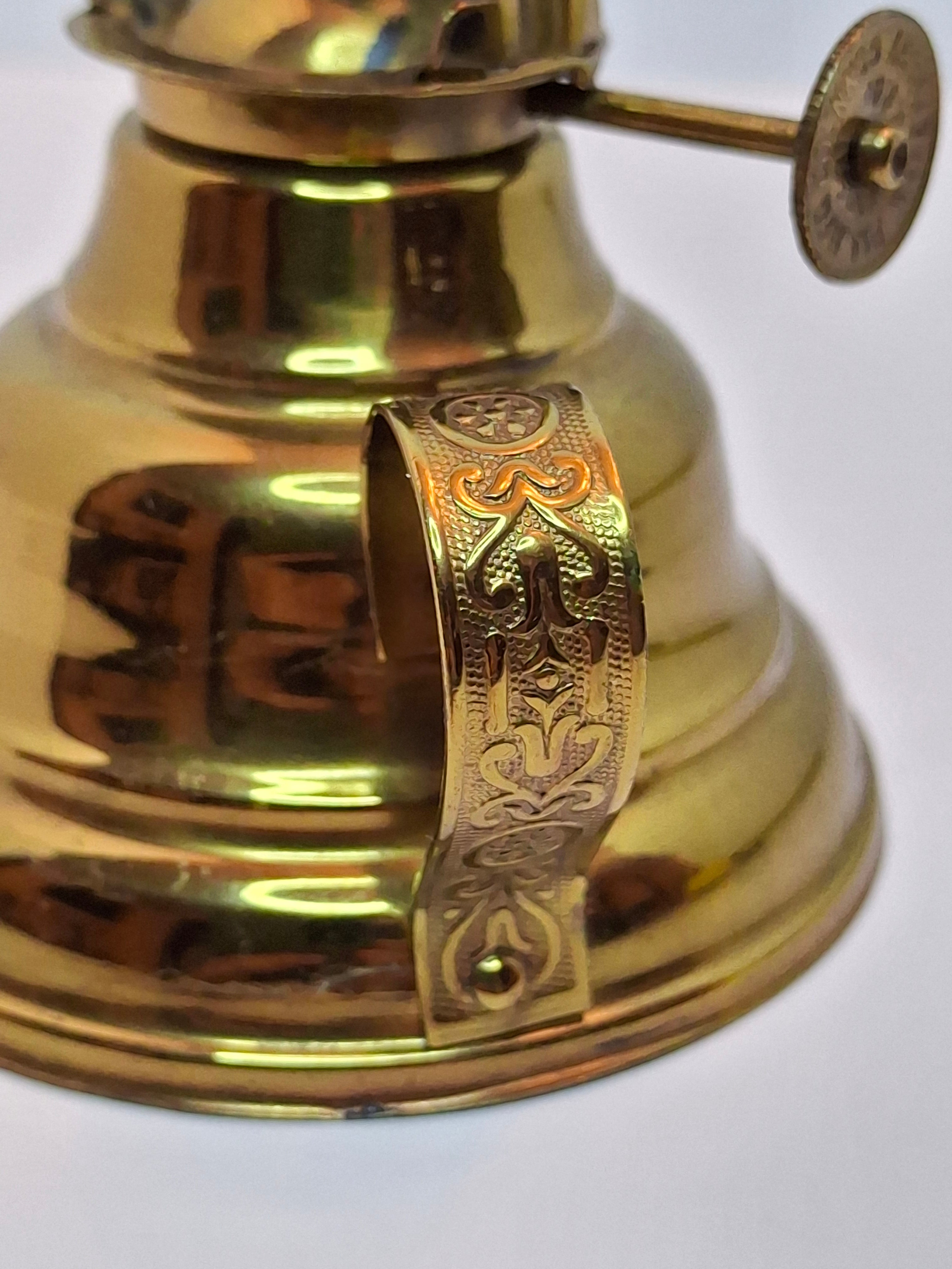 Brass Finger Oil Lamp - P&A Mfg Co Waterbury Conn, Blackman's Patent May 8 1855