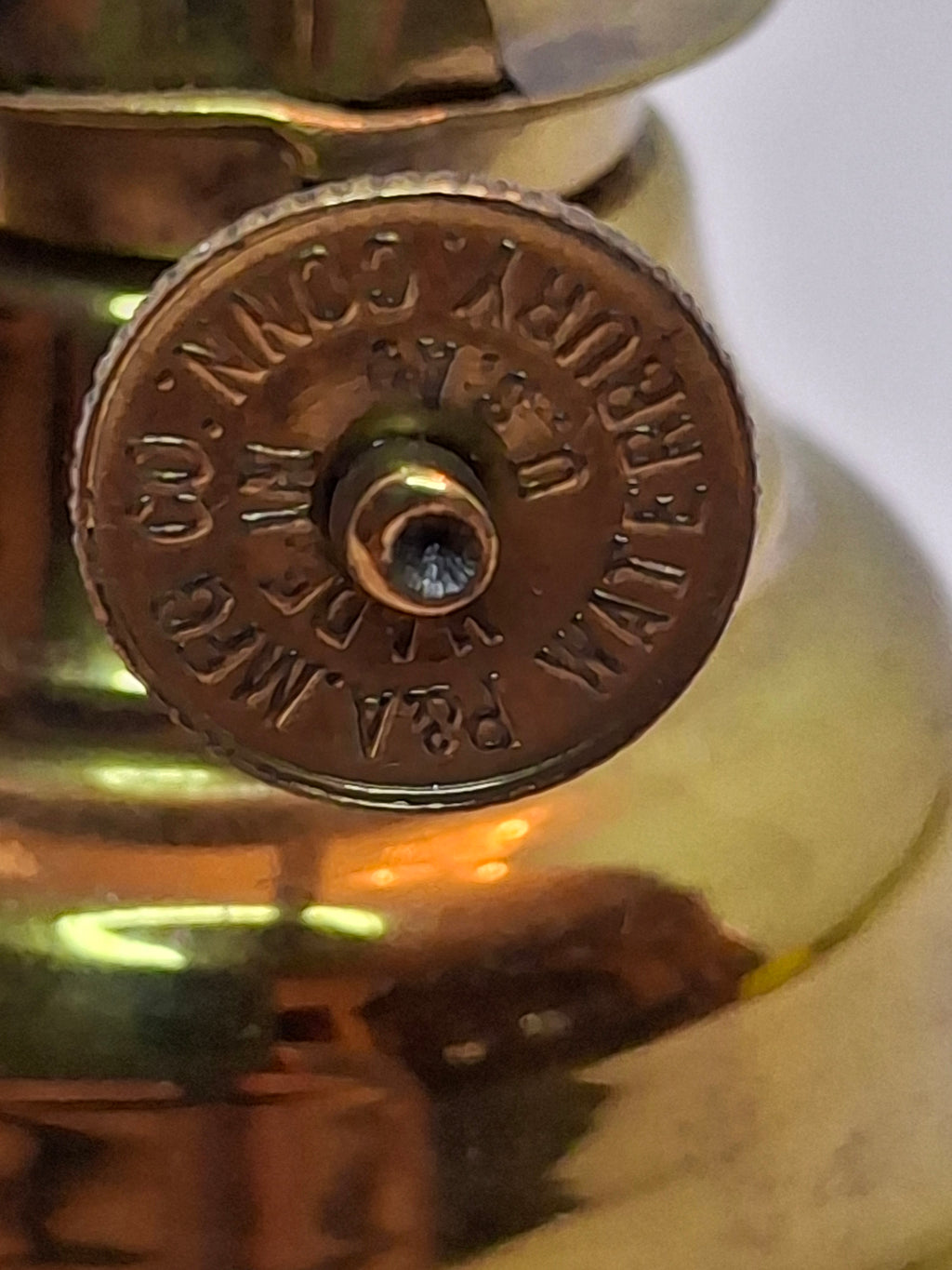 Brass Finger Oil Lamp - P&A Mfg Co Waterbury Conn, Blackman's Patent May 8 1855