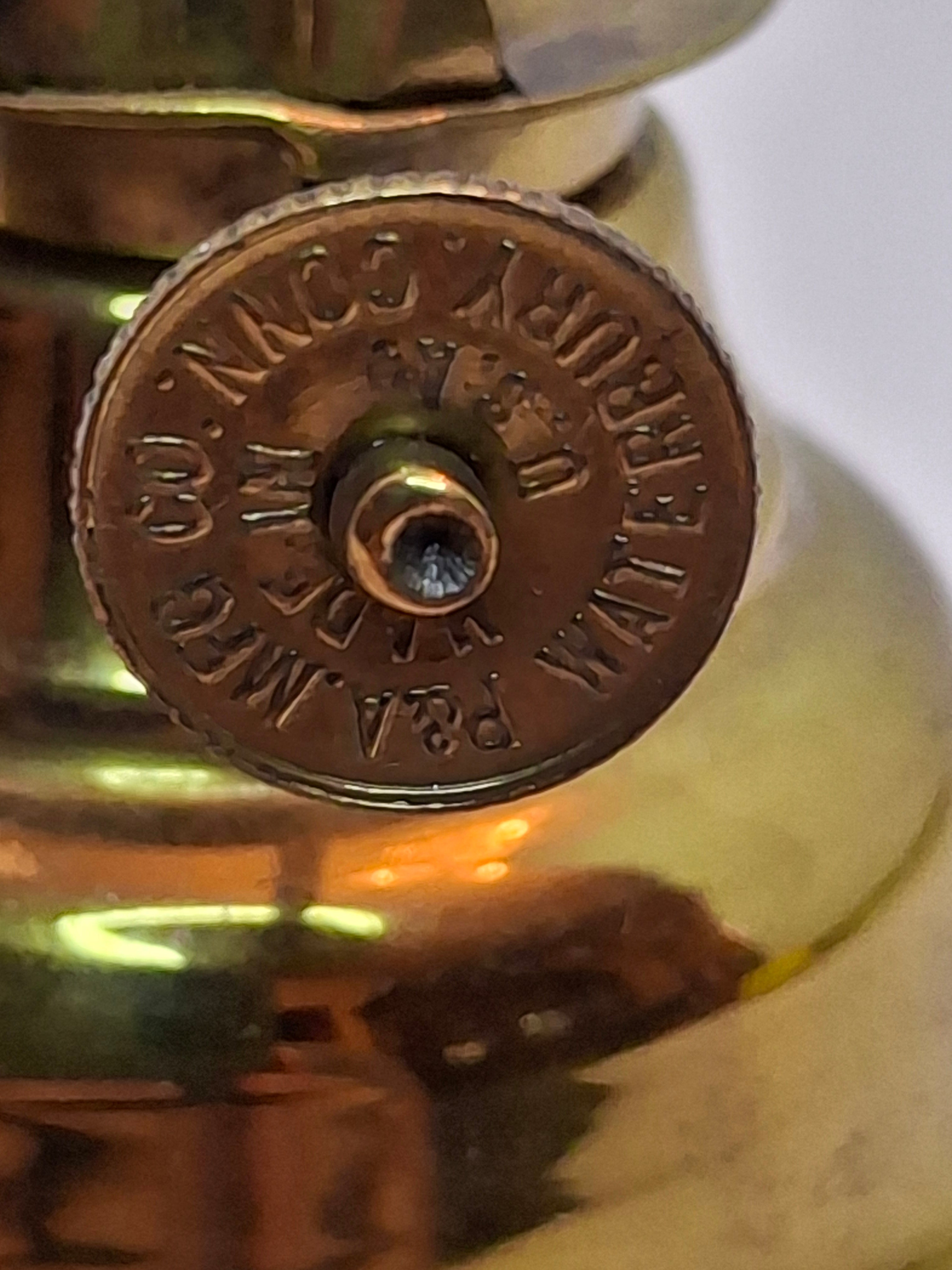 Brass Finger Oil Lamp - P&A Mfg Co Waterbury Conn, Blackman's Patent May 8 1855