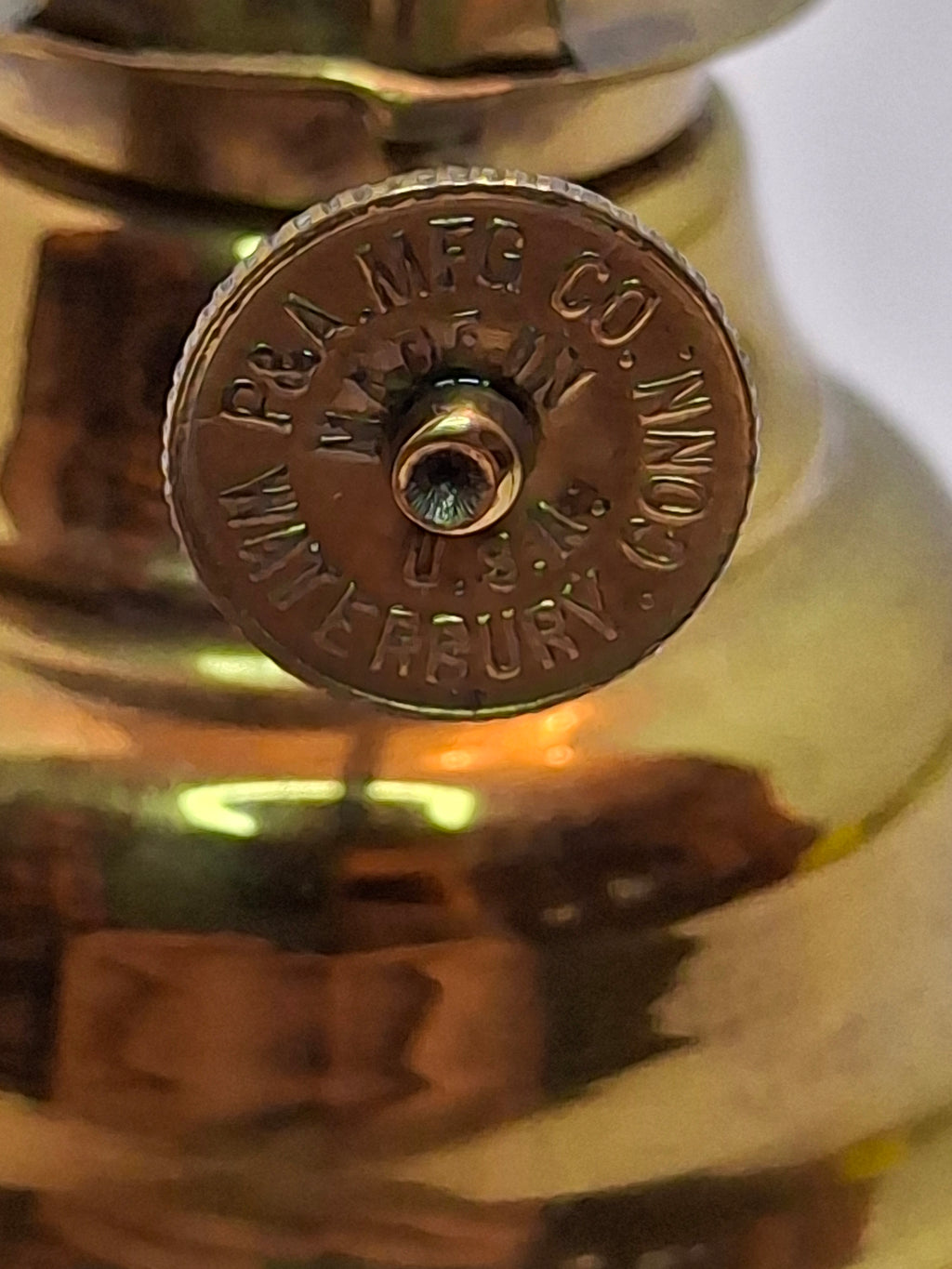 Brass Finger Oil Lamp - P&A Mfg Co Waterbury Conn, Blackman's Patent May 8 1855