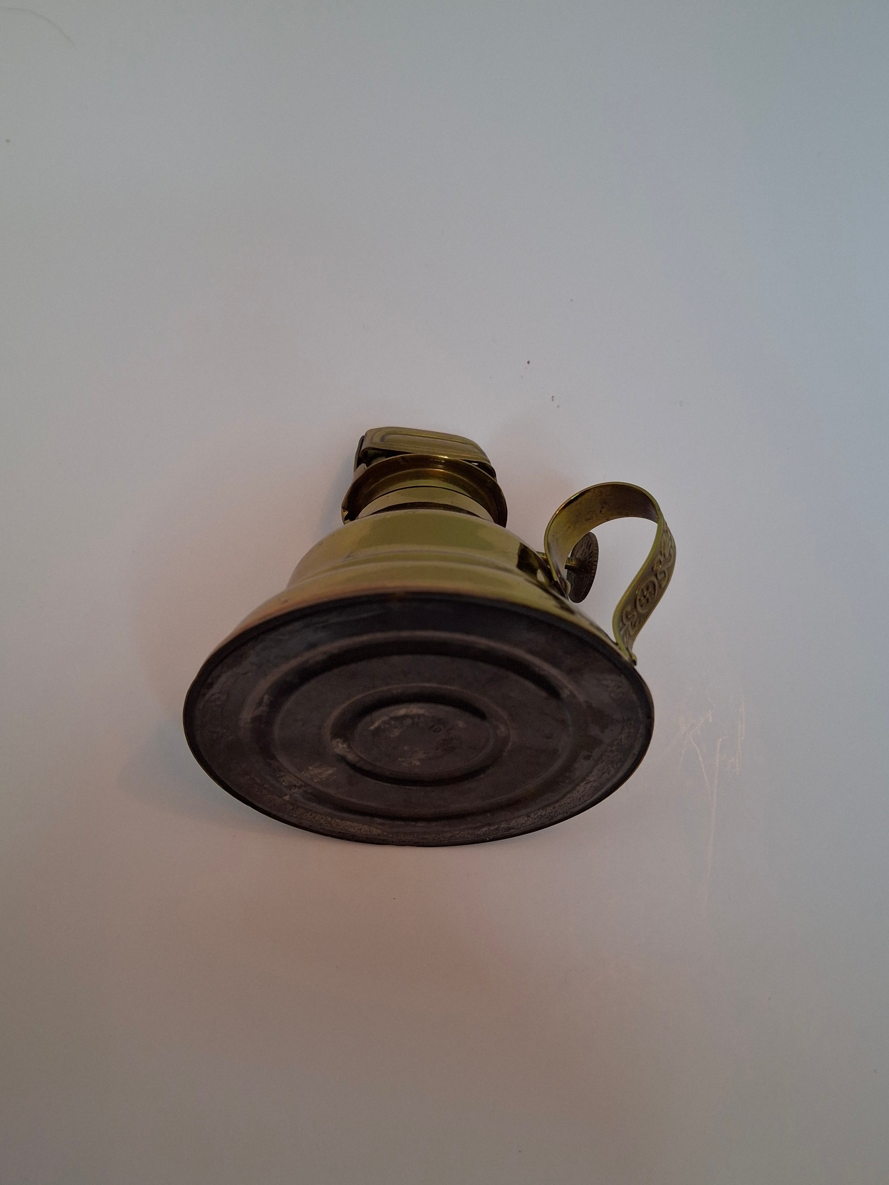 Brass Finger Oil Lamp - P&A Mfg Co Waterbury Conn, Blackman's Patent May 8 1855