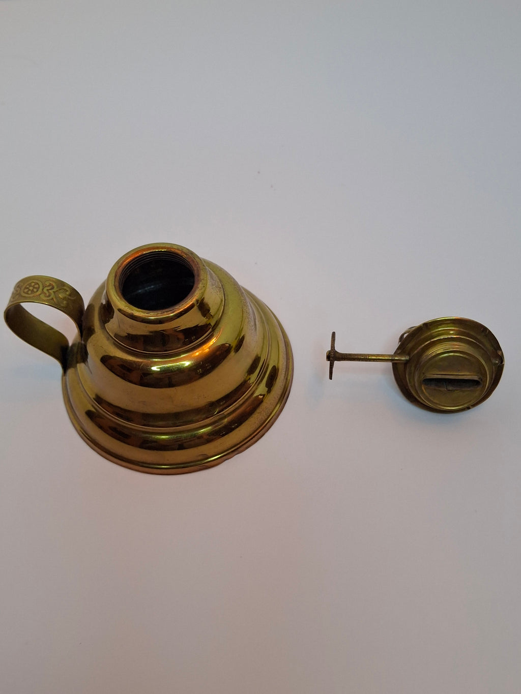 Brass Finger Oil Lamp - P&A Mfg Co Waterbury Conn, Blackman's Patent May 8 1855