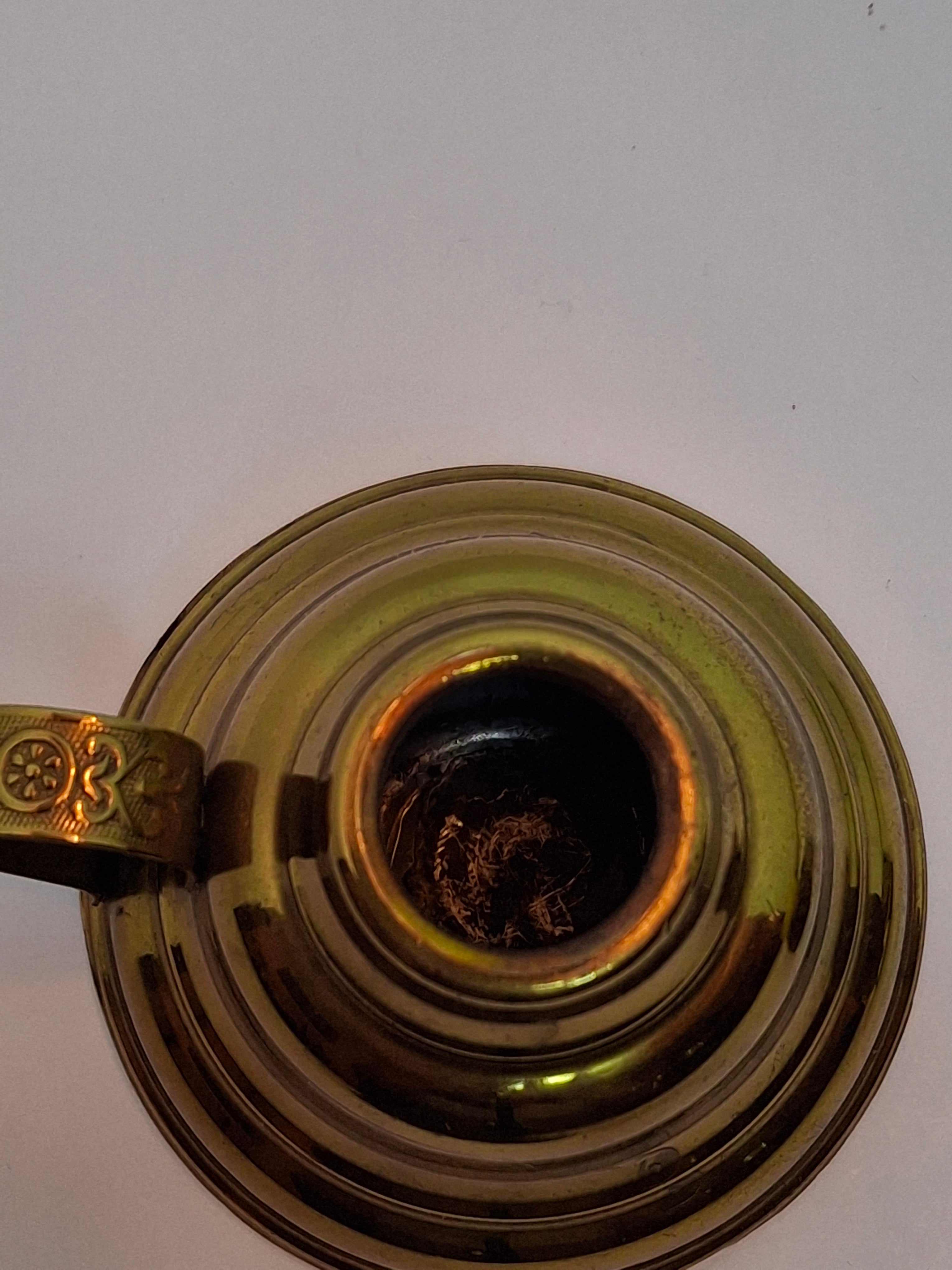 Brass Finger Oil Lamp - P&A Mfg Co Waterbury Conn, Blackman's Patent May 8 1855