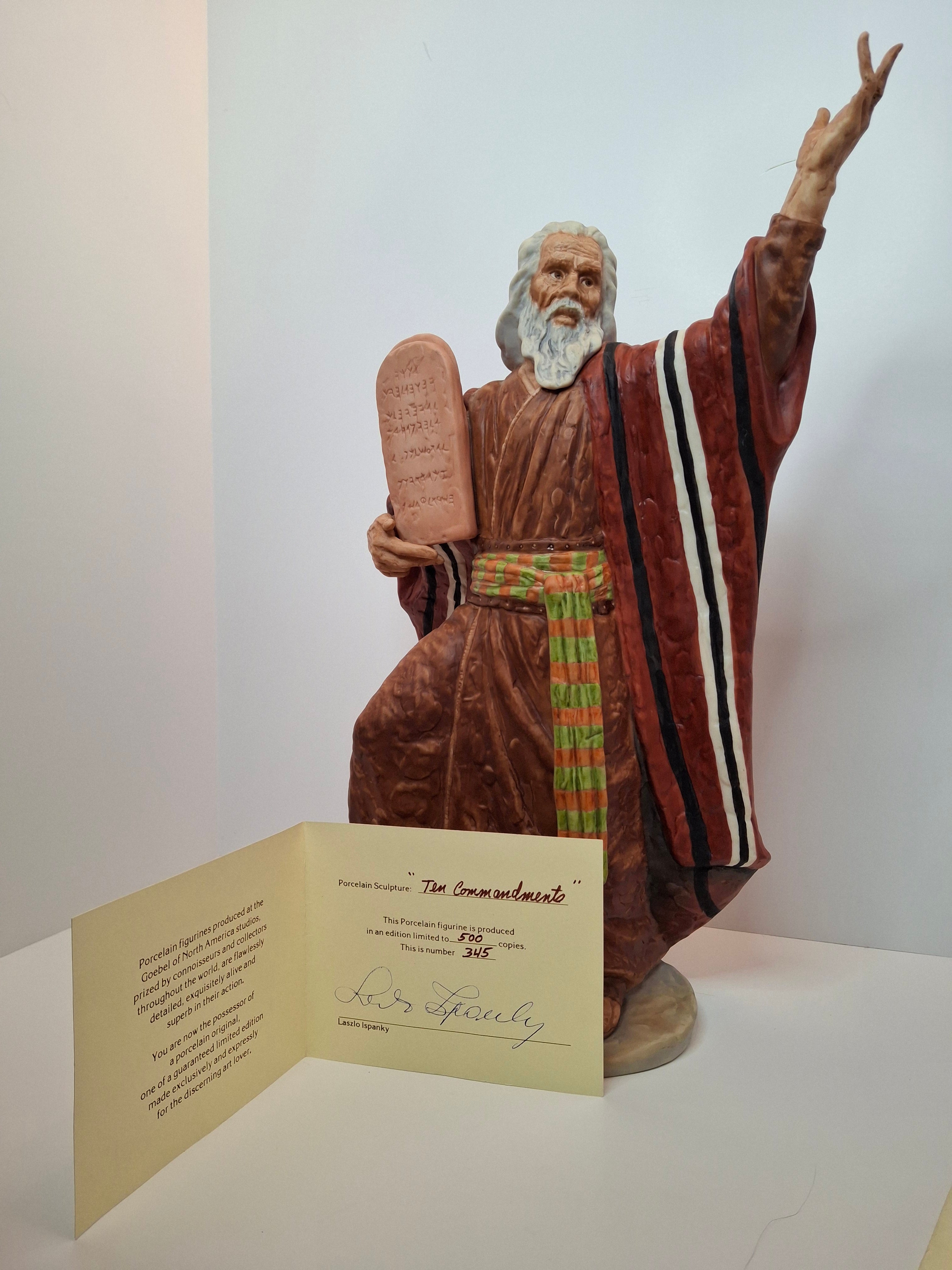 Vintage Laszlo Ispanky "Moses with the Ten Commandments" Limited Edition Porcelain Figurine #345/500 by Goebel, 1977 - Signed with Certificate