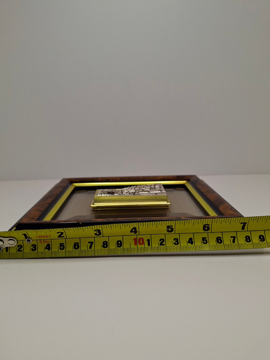 Vintage Israeli Artist SAAD Sterling Silver 925 Bas-Relief Plaque of the Western Wall (Kotel) in Jerusalem - Framed Judaica with Hebrew Artist Initials Authentication Certificate