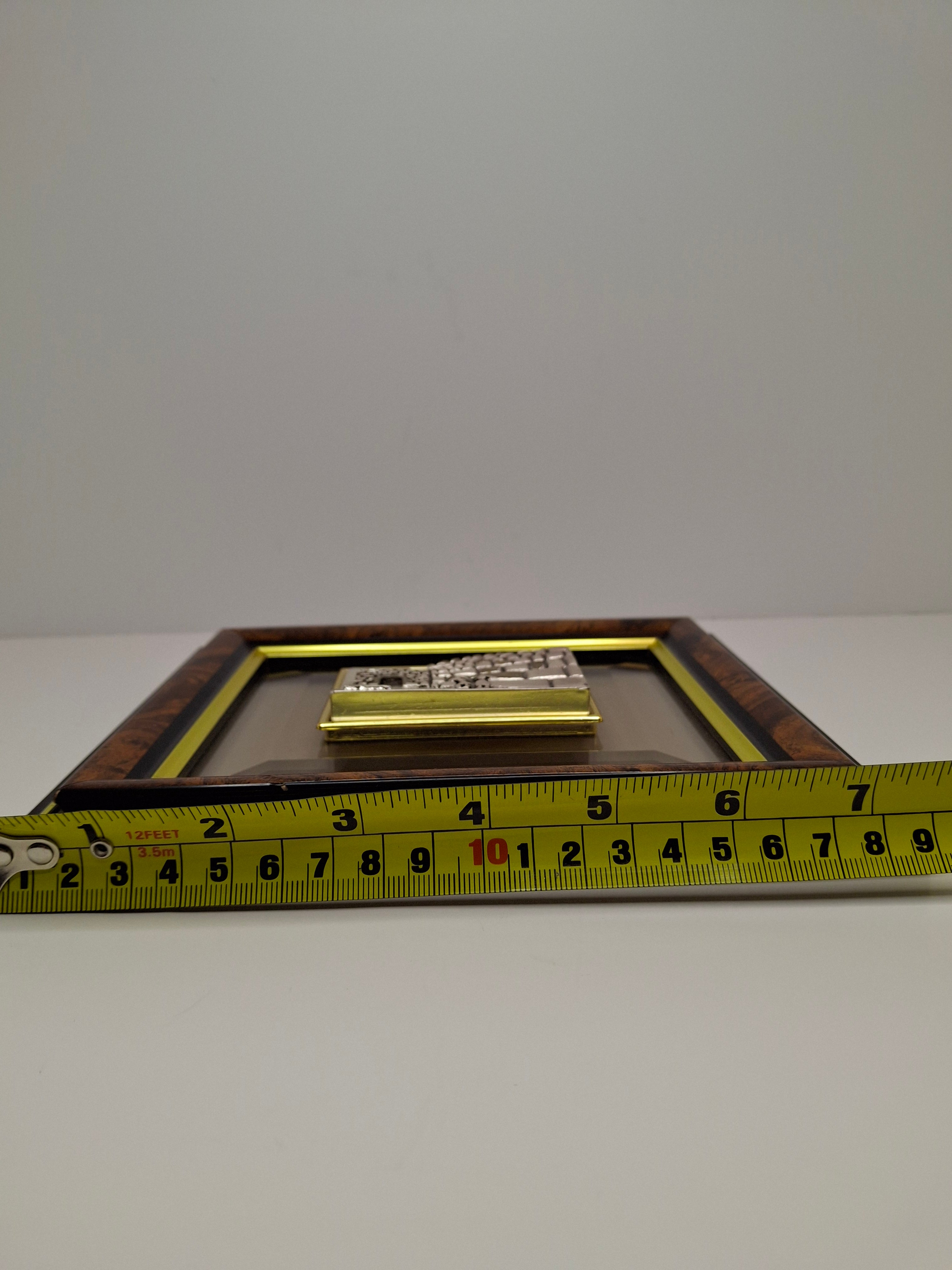 Vintage Israeli Artist SAAD Sterling Silver 925 Bas-Relief Plaque of the Western Wall (Kotel) in Jerusalem - Framed Judaica with Hebrew Artist Initials Authentication Certificate