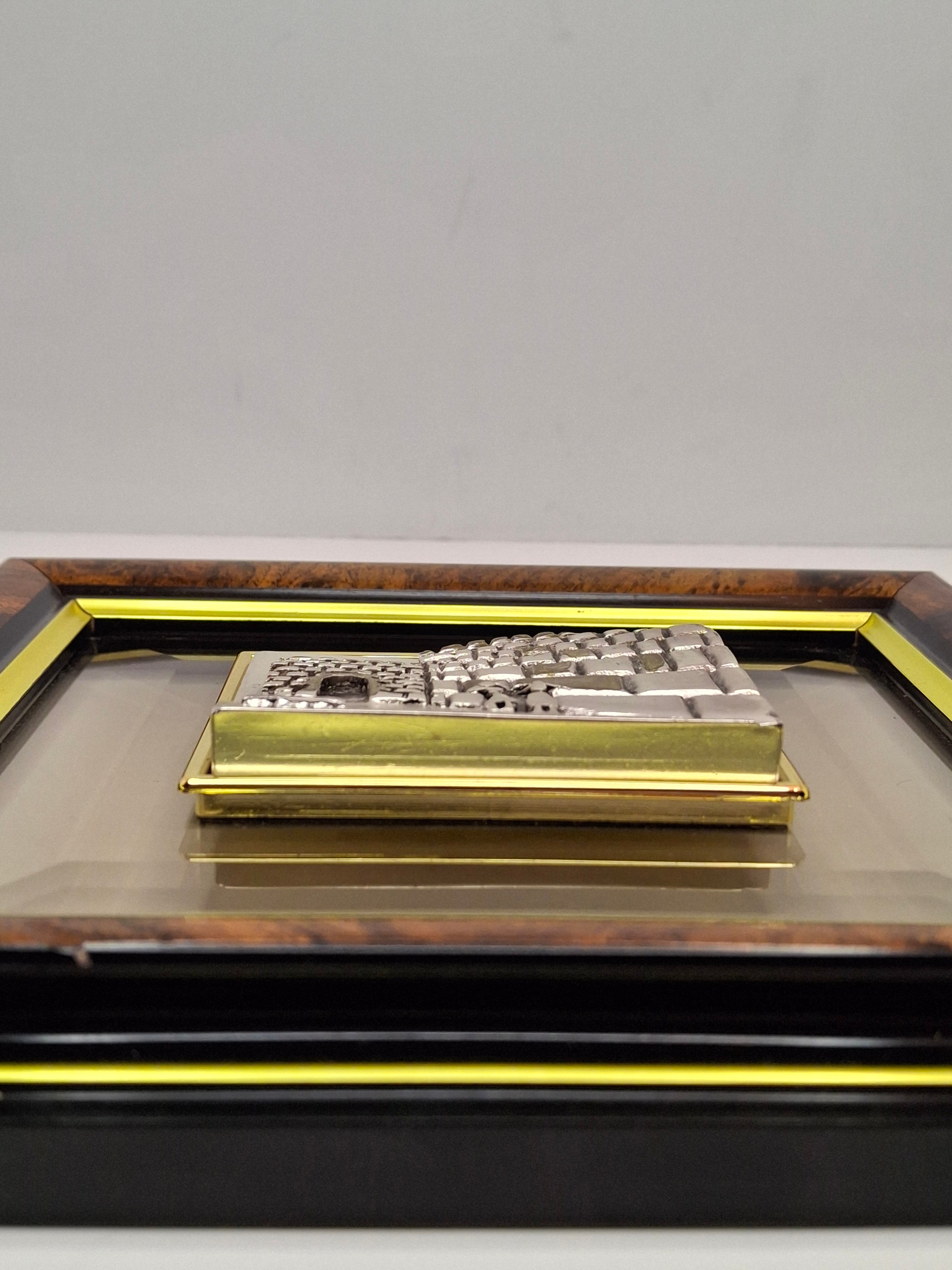 Vintage Israeli Artist SAAD Sterling Silver 925 Bas-Relief Plaque of the Western Wall (Kotel) in Jerusalem - Framed Judaica with Hebrew Artist Initials Authentication Certificate