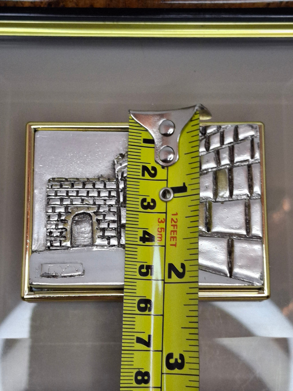 Vintage Israeli Artist SAAD Sterling Silver 925 Bas-Relief Plaque of the Western Wall (Kotel) in Jerusalem - Framed Judaica with Hebrew Artist Initials Authentication Certificate