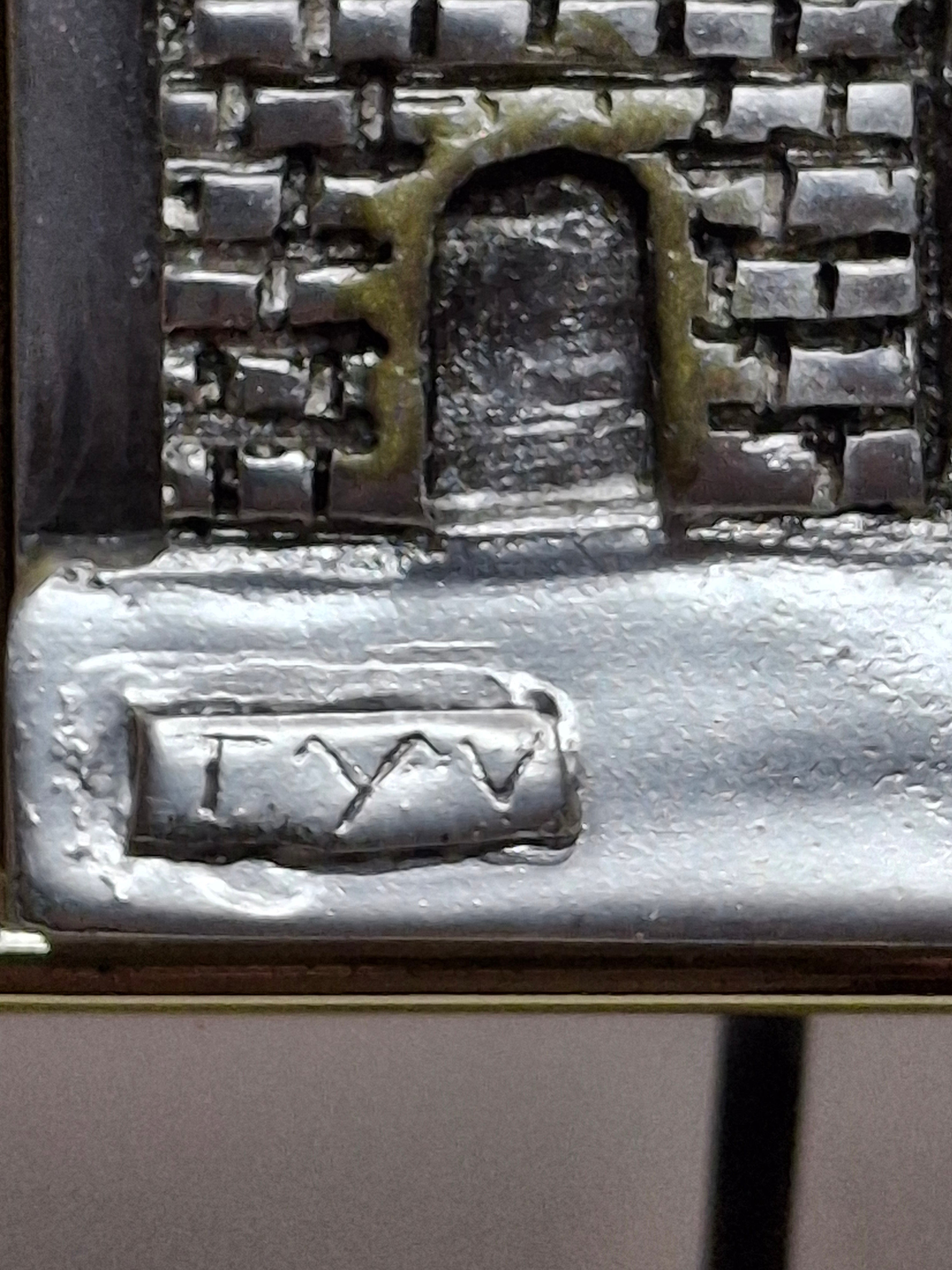 Vintage Israeli Artist SAAD Sterling Silver 925 Bas-Relief Plaque of the Western Wall (Kotel) in Jerusalem - Framed Judaica with Hebrew Artist Initials Authentication Certificate