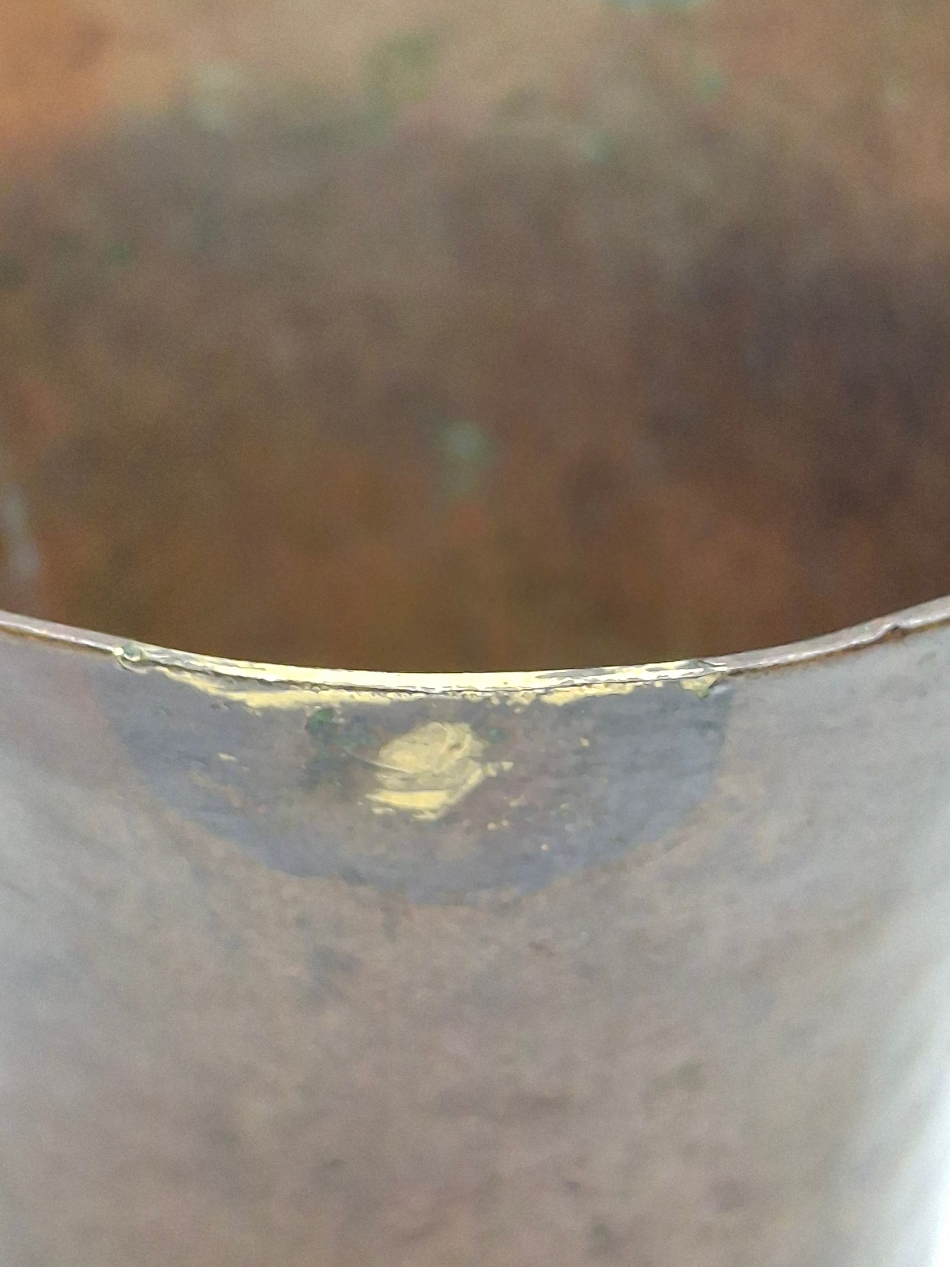 Antique Hand-Hammered Copper Kiddush Cup - Antique Judaica Ritual Wine Becher with Natural Patina, Possible Eastern European Origin, 3.5" Tall