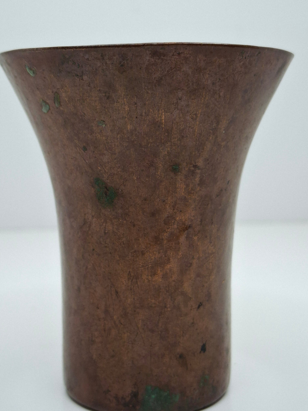 Antique Hand-Hammered Copper Kiddush Cup - Antique Judaica Ritual Wine Becher with Natural Patina, Possible Eastern European Origin, 3.5" Tall