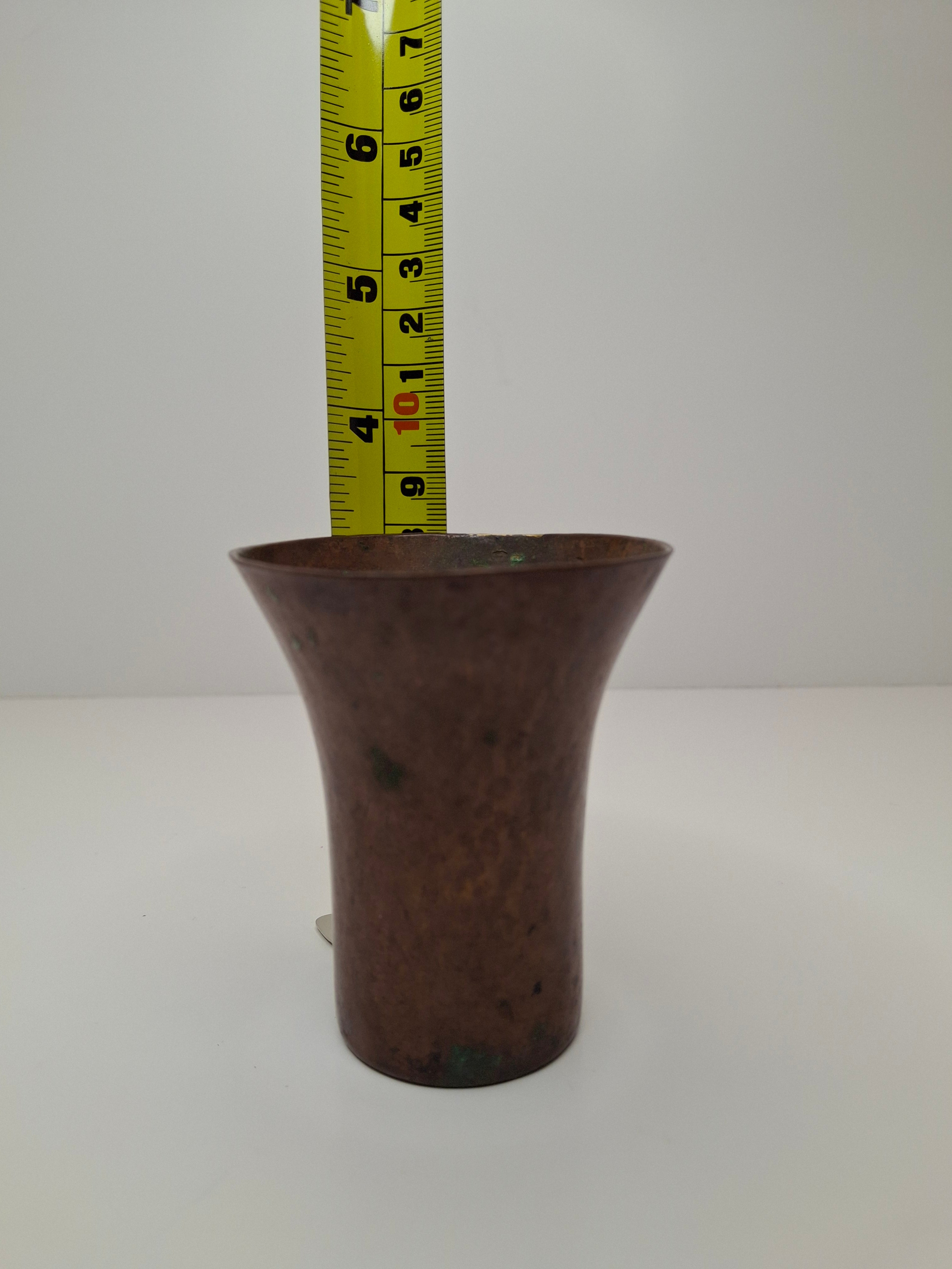 Antique Hand-Hammered Copper Kiddush Cup - Antique Judaica Ritual Wine Becher with Natural Patina, Possible Eastern European Origin, 3.5" Tall