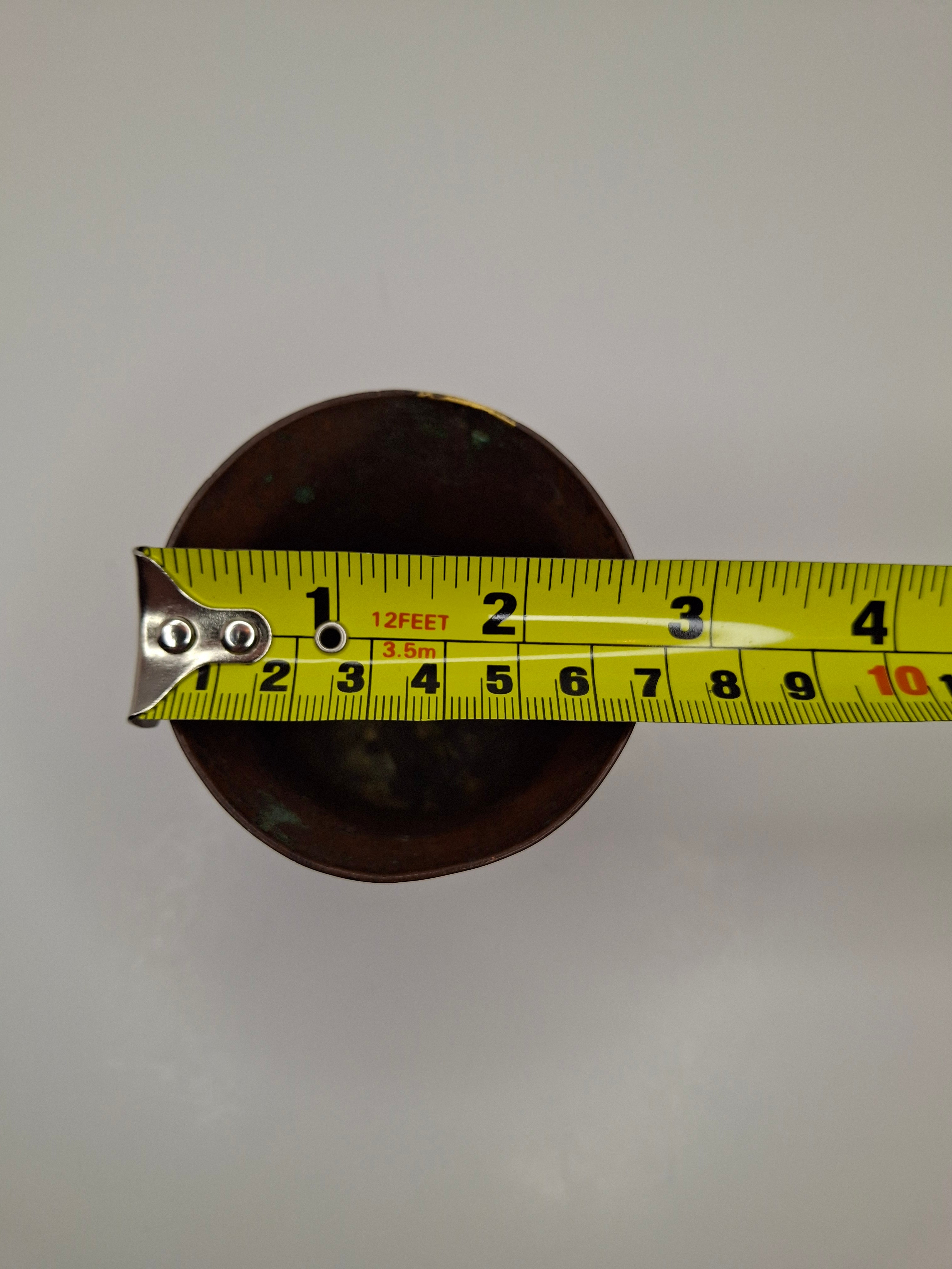 Antique Hand-Hammered Copper Kiddush Cup - Antique Judaica Ritual Wine Becher with Natural Patina, Possible Eastern European Origin, 3.5" Tall