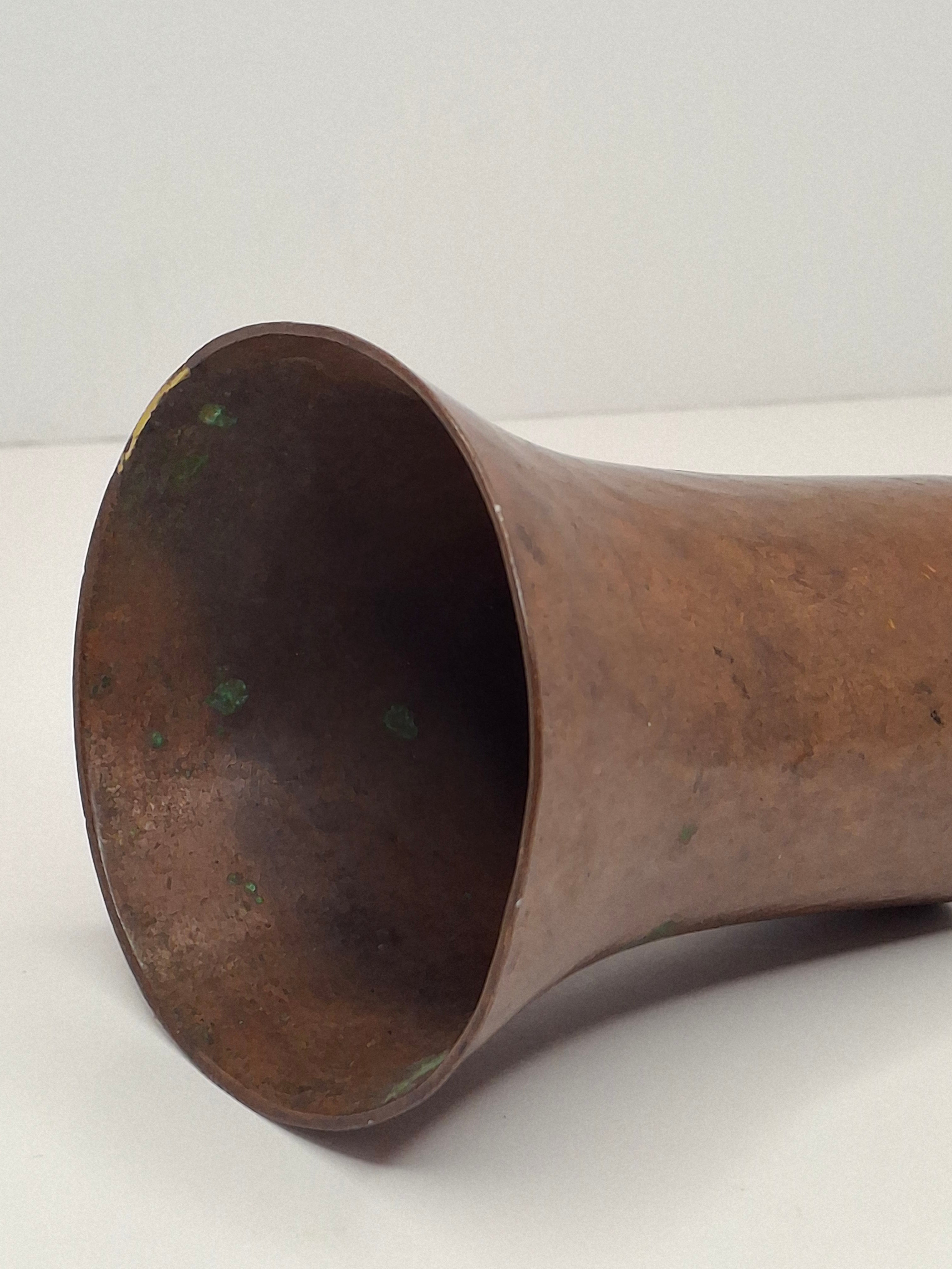 Antique Hand-Hammered Copper Kiddush Cup - Antique Judaica Ritual Wine Becher with Natural Patina, Possible Eastern European Origin, 3.5" Tall