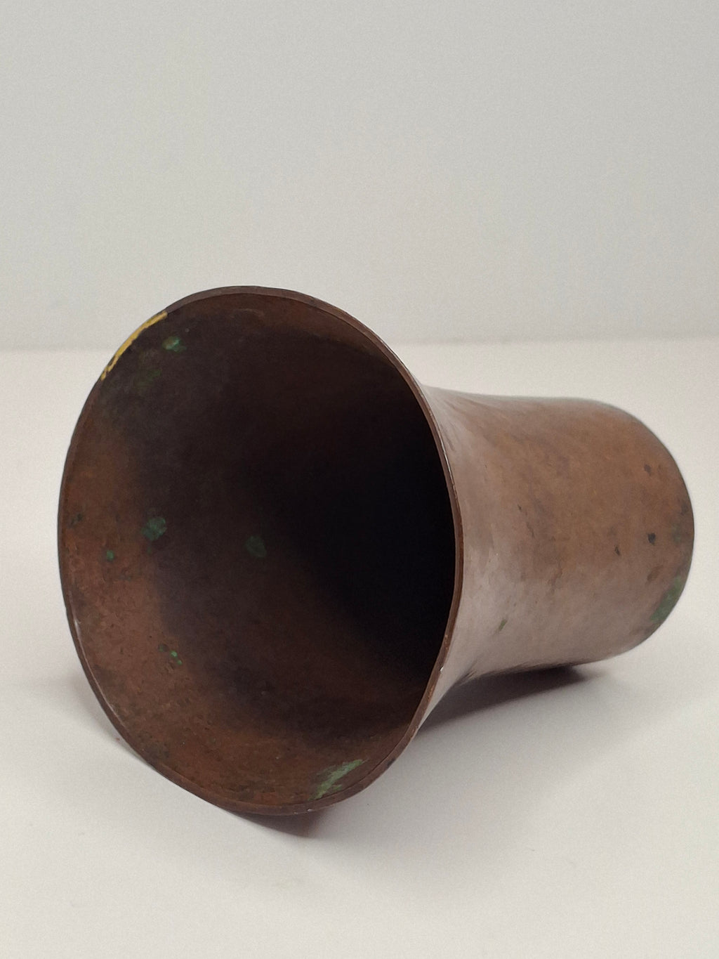 Antique Hand-Hammered Copper Kiddush Cup - Antique Judaica Ritual Wine Becher with Natural Patina, Possible Eastern European Origin, 3.5" Tall