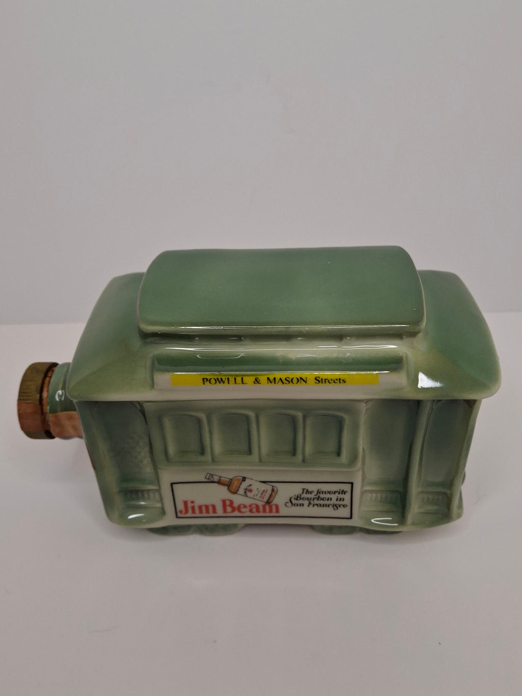 Vintage 1968 Jim Beam San Francisco Cable Car Trolley Decanter - Regal China Collectible Bourbon Whiskey Bottle, Empty with Original Tax Stamp