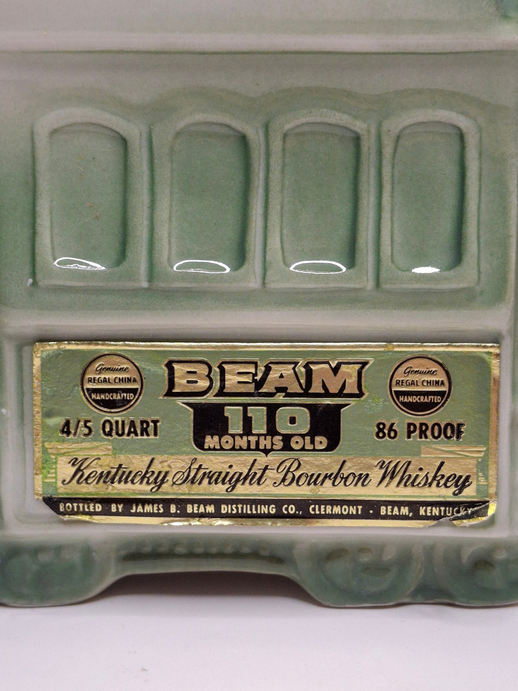 Vintage 1968 Jim Beam San Francisco Cable Car Trolley Decanter - Regal China Collectible Bourbon Whiskey Bottle, Empty with Original Tax Stamp